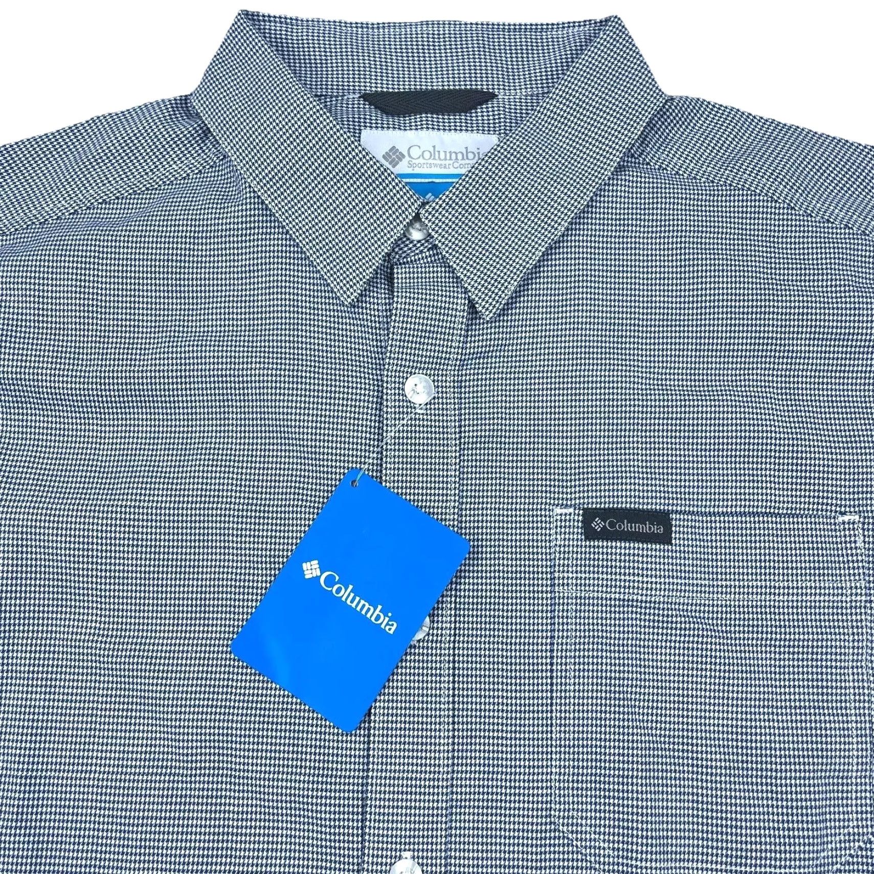Vintage Columbia Shirt Men Medium Black Button Up Houndstooth Plaid Dress Pocket Casual Size US M / EU 48-50 / 2 - 2 Thumbnail