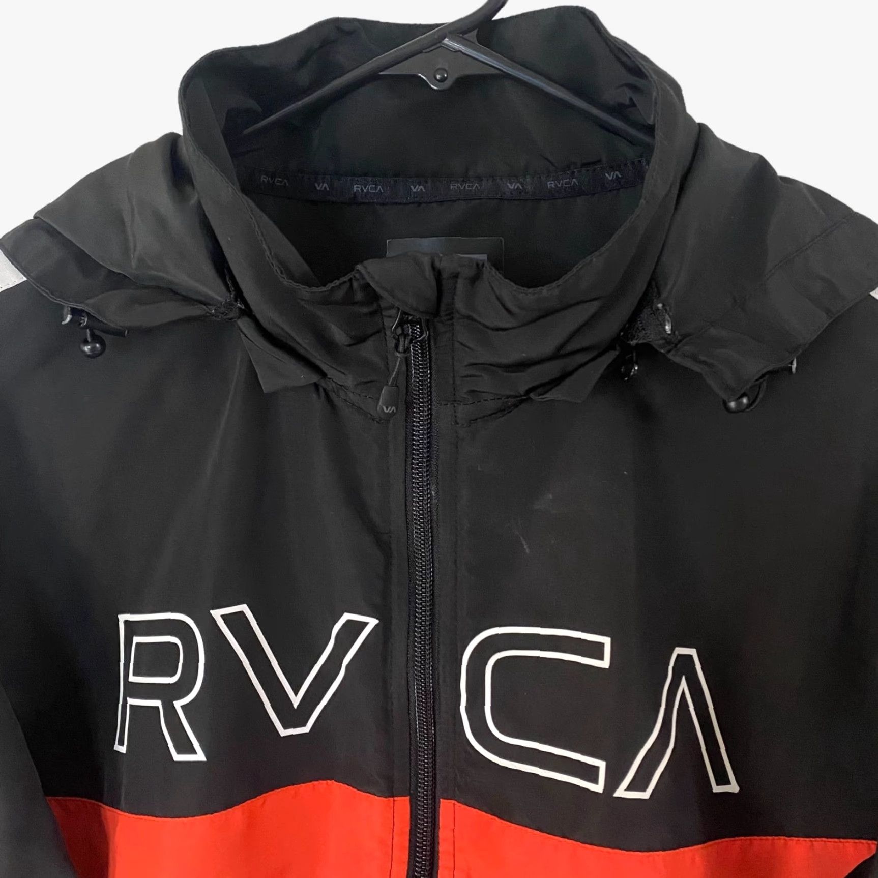 RVCA RVCA Windbreaker Jacket VA Team Zip-Up Detachable Hood Black Womens Small Long Sleeve Pockets Logo Retro Colorful Velcro? Size S / US 4 / IT 40 - 6 Thumbnail