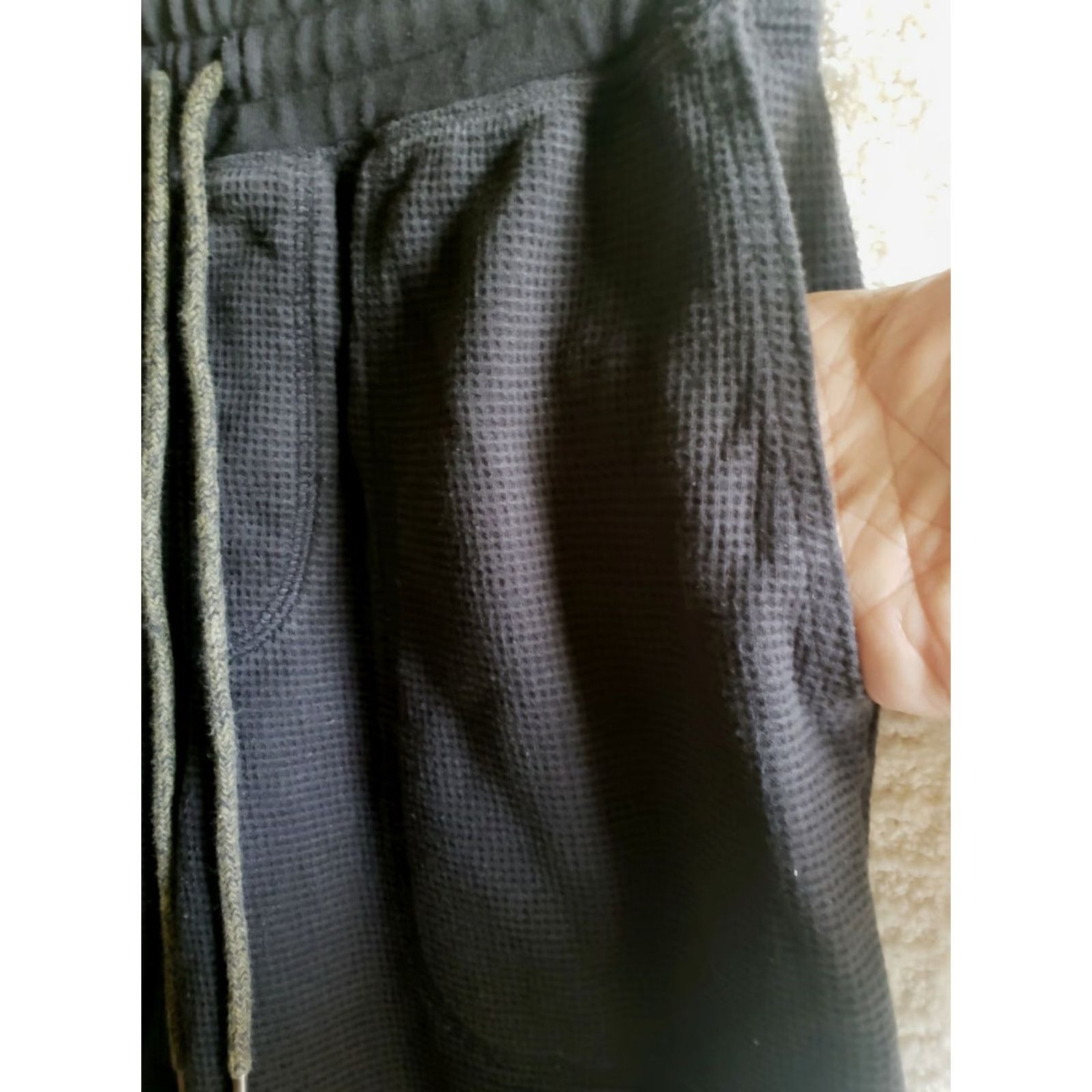 Lands' End Lands' End Waffle Knit Jogger Pants Men's S BLACK Casual Comfort Drawstring Pockets Tapered Size US 29 - 5 Thumbnail