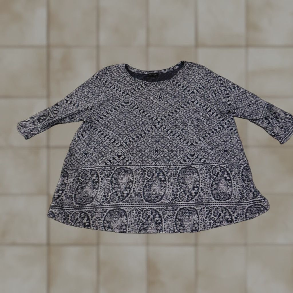 Lucky Brand Lucky Brand Blouse Womens Medium Blue Paisley Pattern Tunic 3/4 Sleeve Scoop Neck Size M / US 6-8 / IT 42-44 - 1 Thumbnail