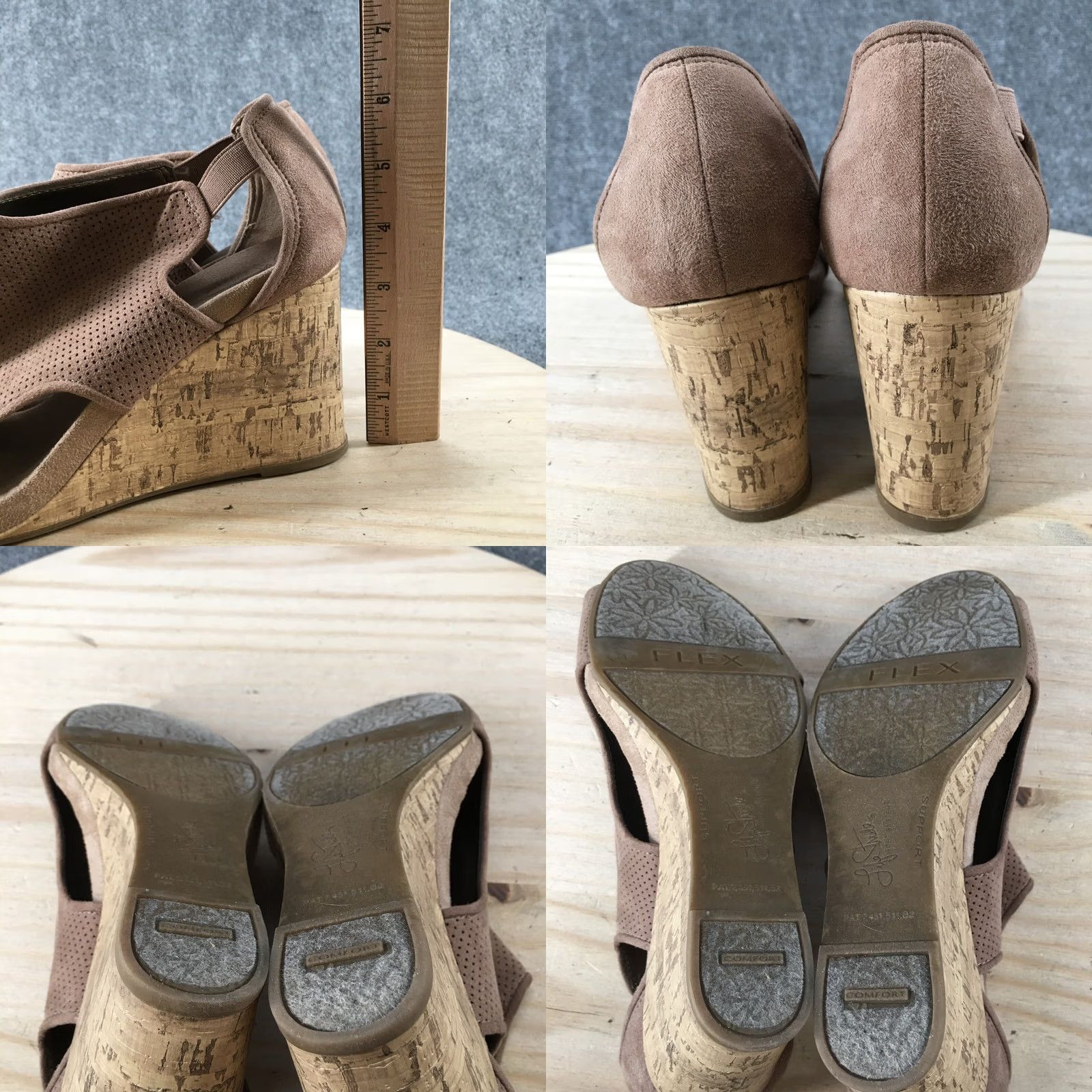 Vintage Lifestride Boots Womens 11 M Hinx Open Toe Wedge Heels Ankle Booties Beige Size US 11 / IT 41 - 8 Thumbnail