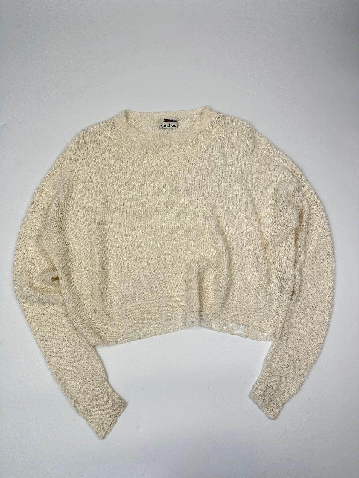 Acne Studios Acne Studio SS2017 Destroy Holes Knit Beige & White Sweater Size US S / EU 44-46 / 1 - 5 Thumbnail
