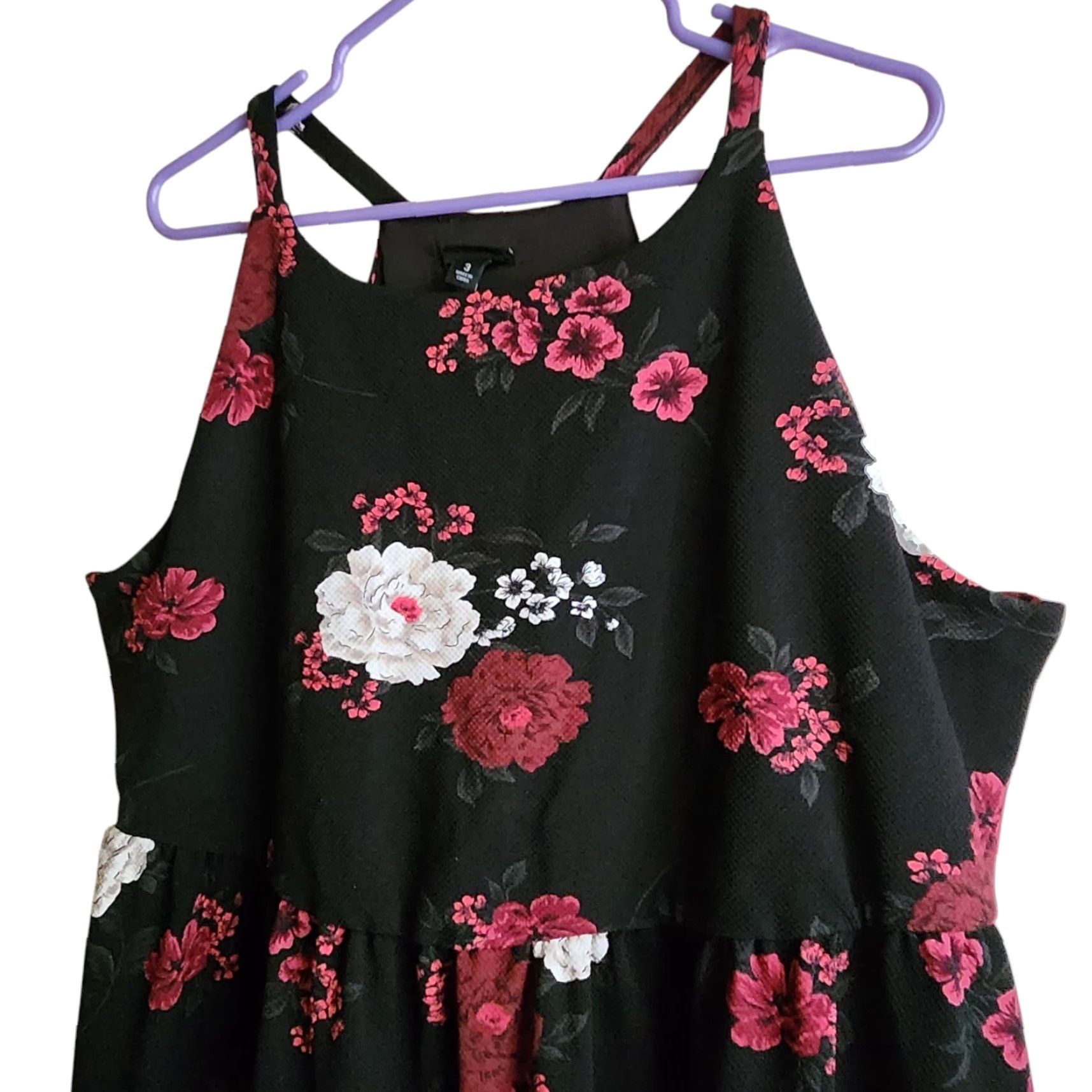 Torrid Women\'s Plus Size Floral High-Neck Tank Dress Black 3XL Sleeveless  Mock Neck
