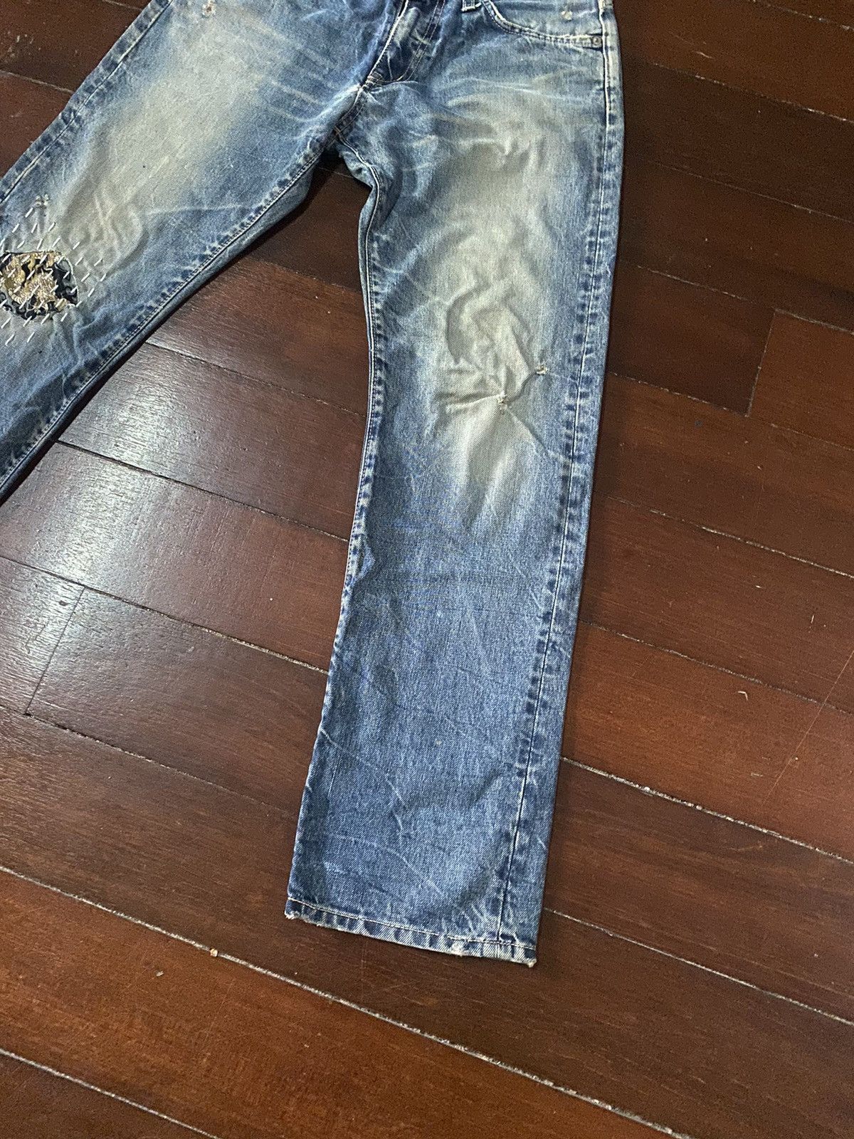 Blue Blue Japan FIRE 🔥 BLUE BLUE JAPAN SASHIKO BORO STITCH DISTRESSED Size US 32 / EU 48 - 5 Thumbnail