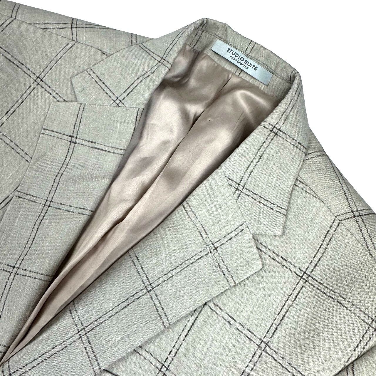 Other StudioSuits Bespoke Men's 2-Button Linen Blazer Beige Plaid Size 38L - 1 Thumbnail