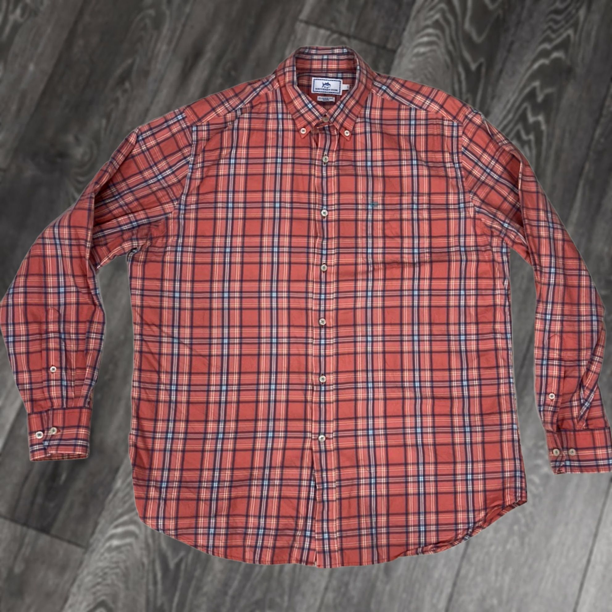 Southern Tide VINTAGE Southern Tide Plaid Button Up Shirt Men Large Coral Red Long Sleeve Pocket Size US L / EU 52-54 / 3 - 1 Thumbnail