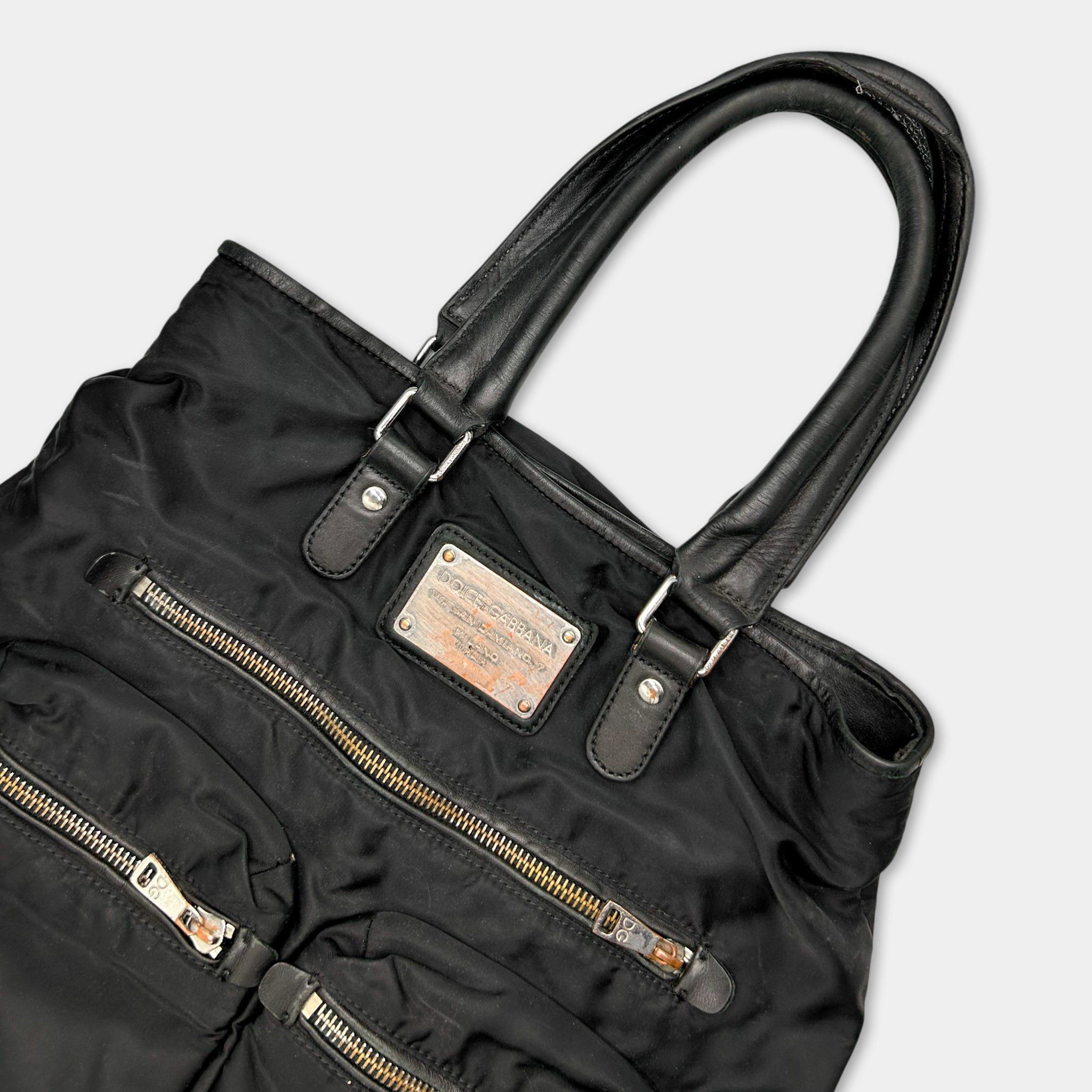 Dolce & Gabbana Dolce & Gabbana Black Nylon Leather Bag Size ONE SIZE - 2 Thumbnail