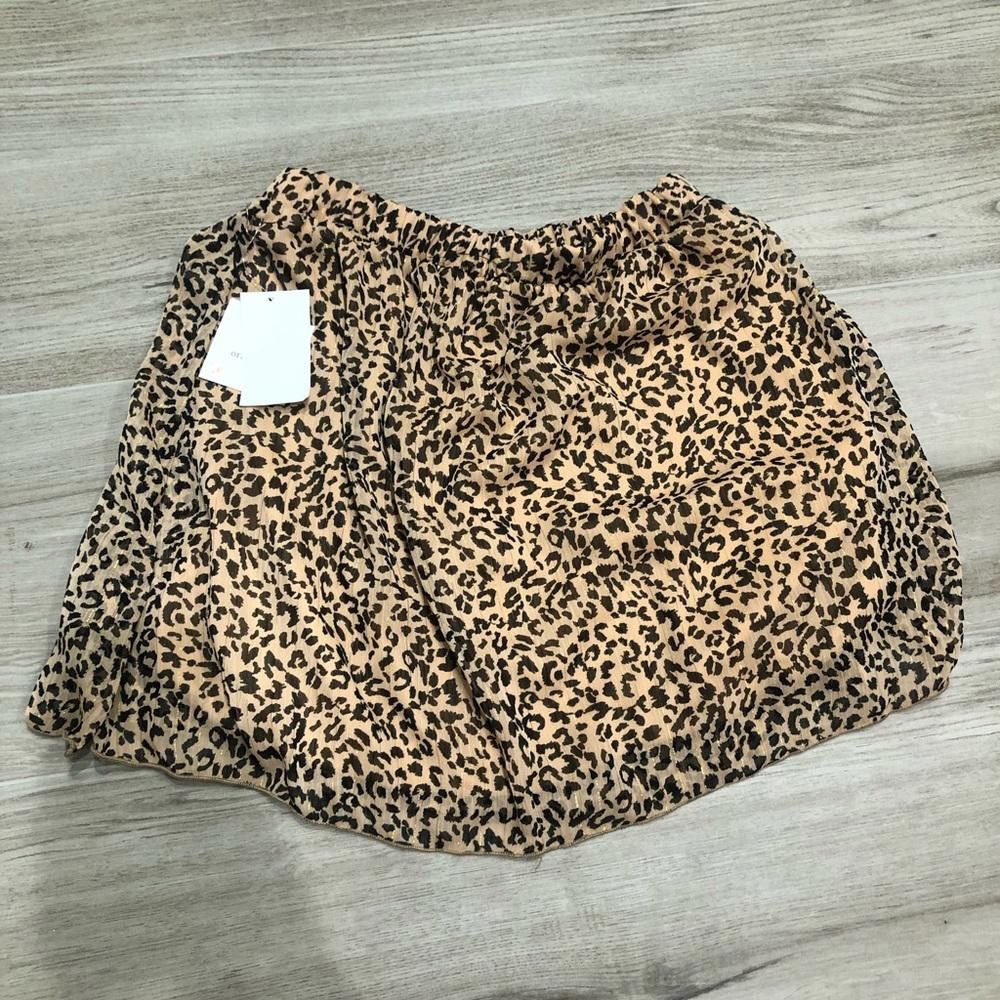 Designer Leopard Print Gathered Flowing Mini Skirt Size 28" / US 6 / IT 42 - 1 Thumbnail