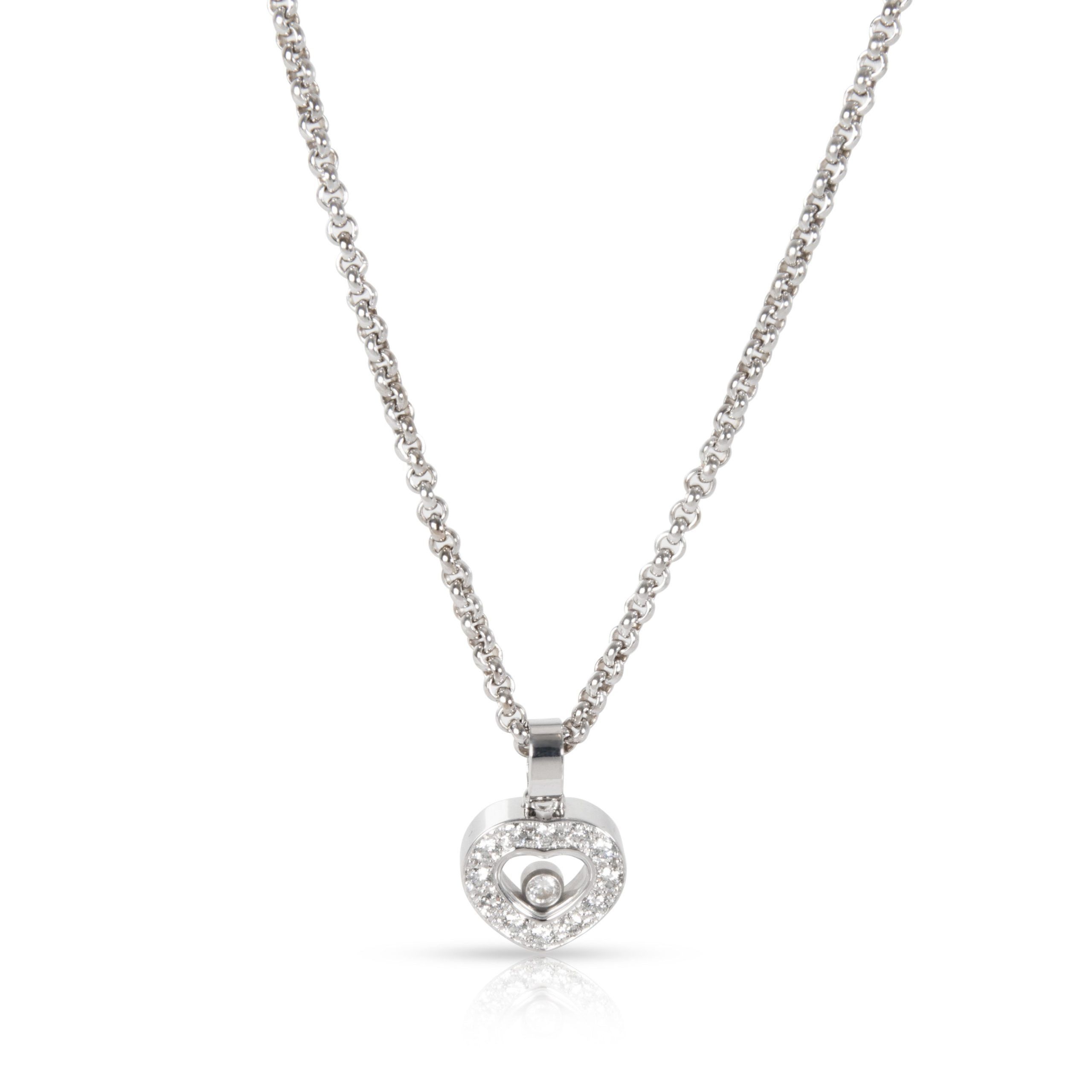 image of Chopard Happy Diamonds Heart Necklace In 18K White Gold 0.25 Ctw, Women's