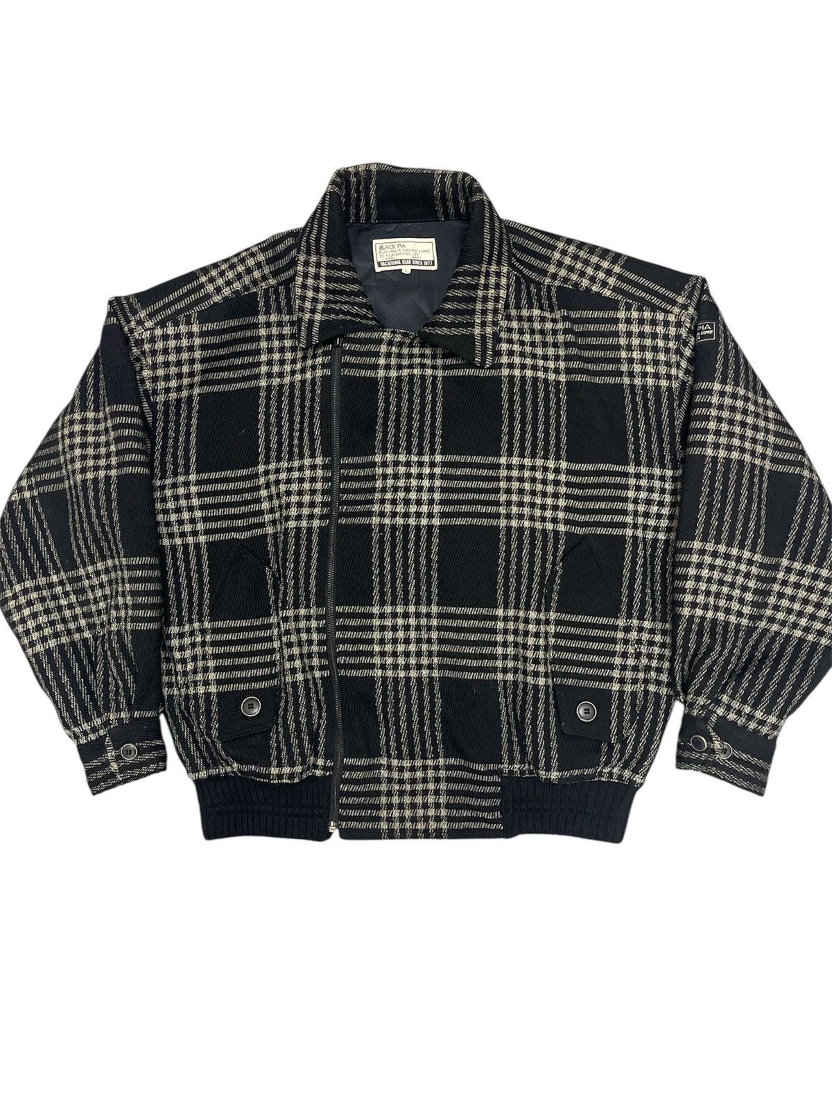Issey Miyake Vintage Black Pia Wool Check Jacket Issey Miyake Inspired Size US L / EU 52-54 / 3 - 1 Thumbnail