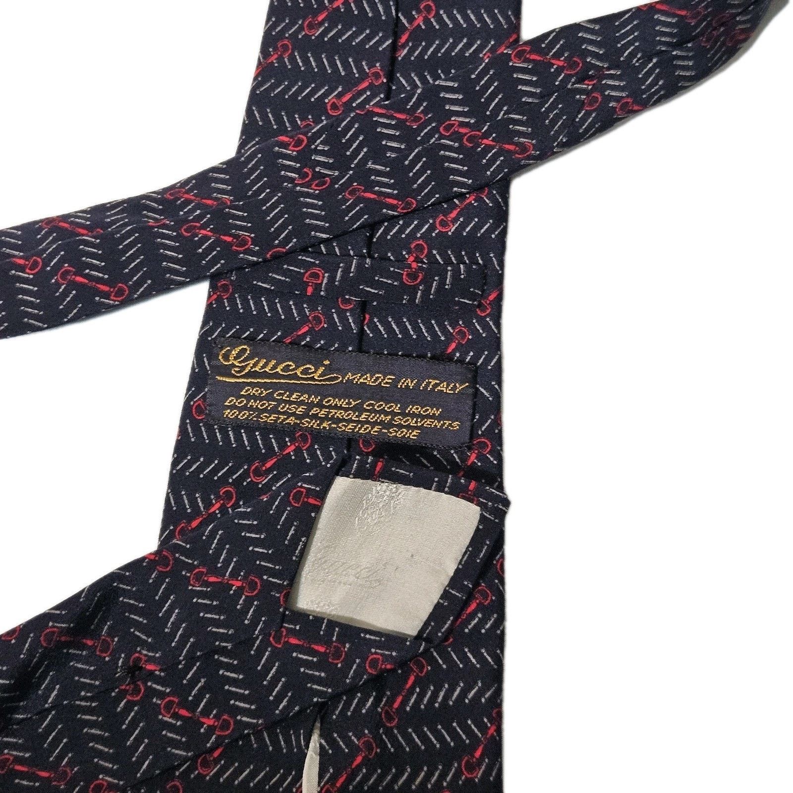 Gucci Gucci Men's Silk Tie Made in Italy Barbell Vtg Black Red Size ONE SIZE - 1 Thumbnail