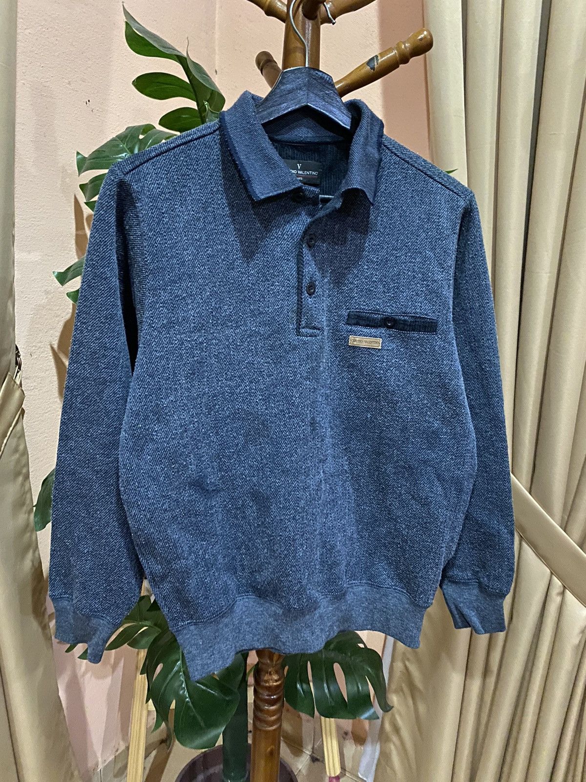 Vintage Claudio Valentino Paris Knit Collared Sweater Size US M / EU 48-50 / 2 - 3 Thumbnail