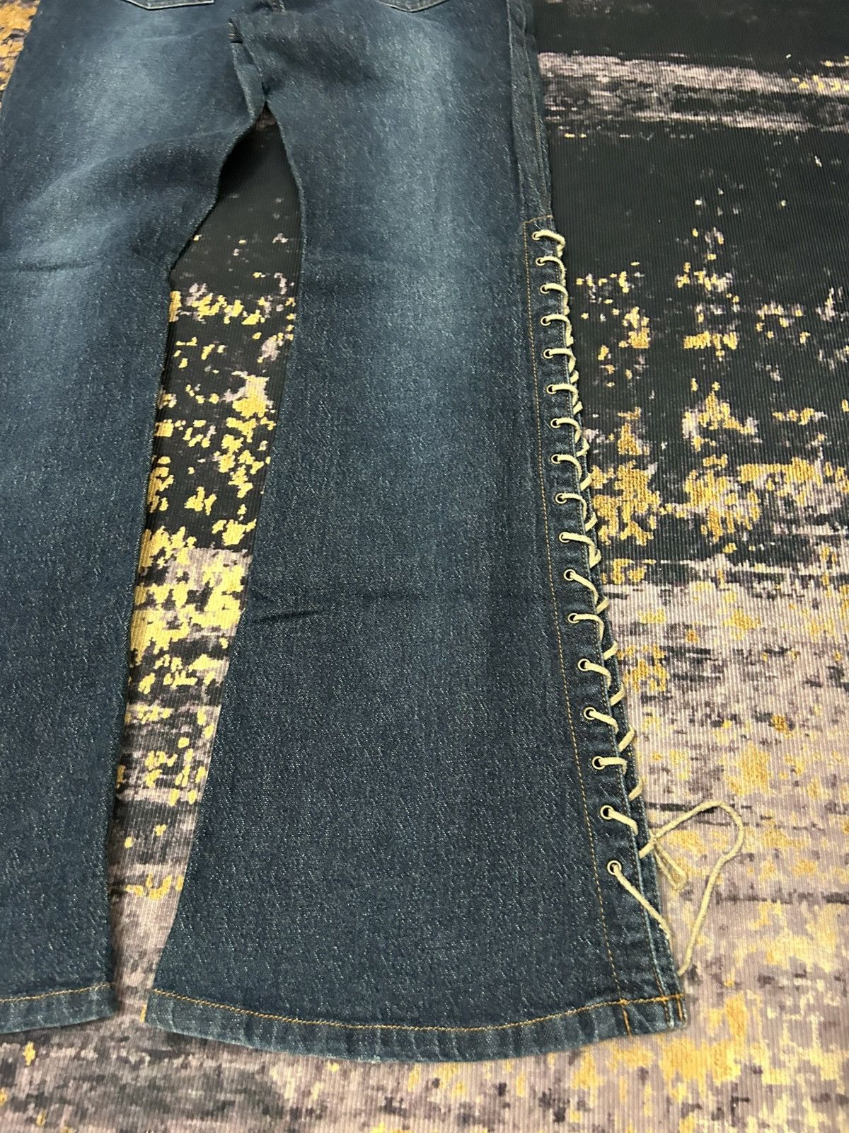 If Six Was Nine Livre Claire Japan Lace Up Super Flare Jeans Size US 30 / EU 46 - 8 Thumbnail