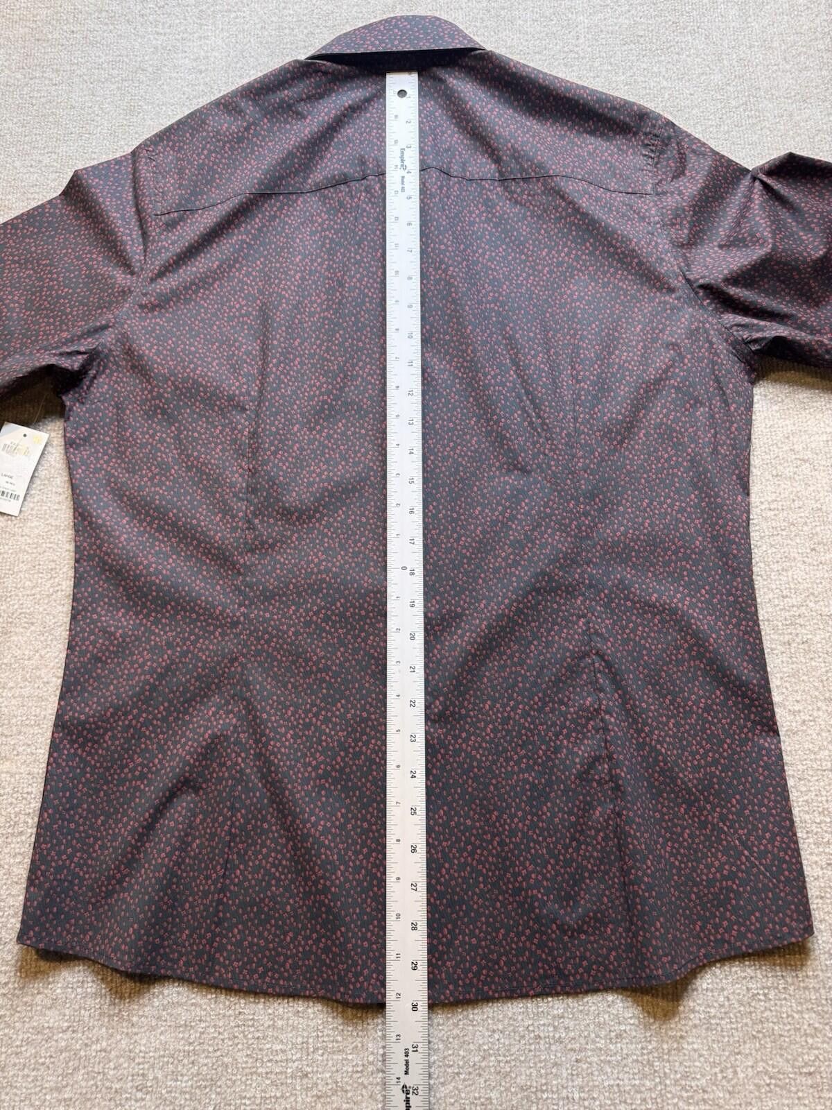Bar III Bar III Men's Lg 16-16.5 Slim Fit Blk/Red AOP LS [711] Size 42R - 7 Thumbnail