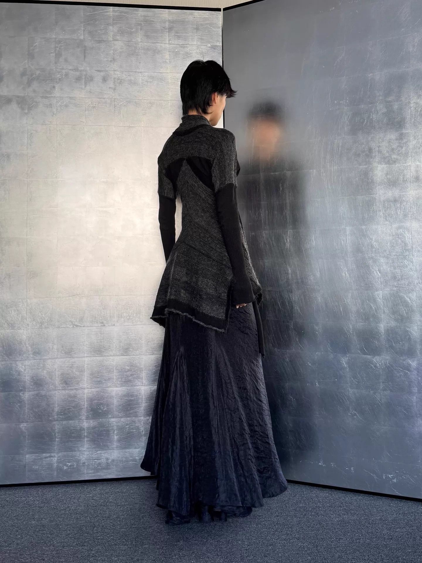 Other Italian Brand Color Blocked Irregular Hem Wool Mohair Angora Dress Size M / US 6-8 / IT 42-44 - 5 Thumbnail