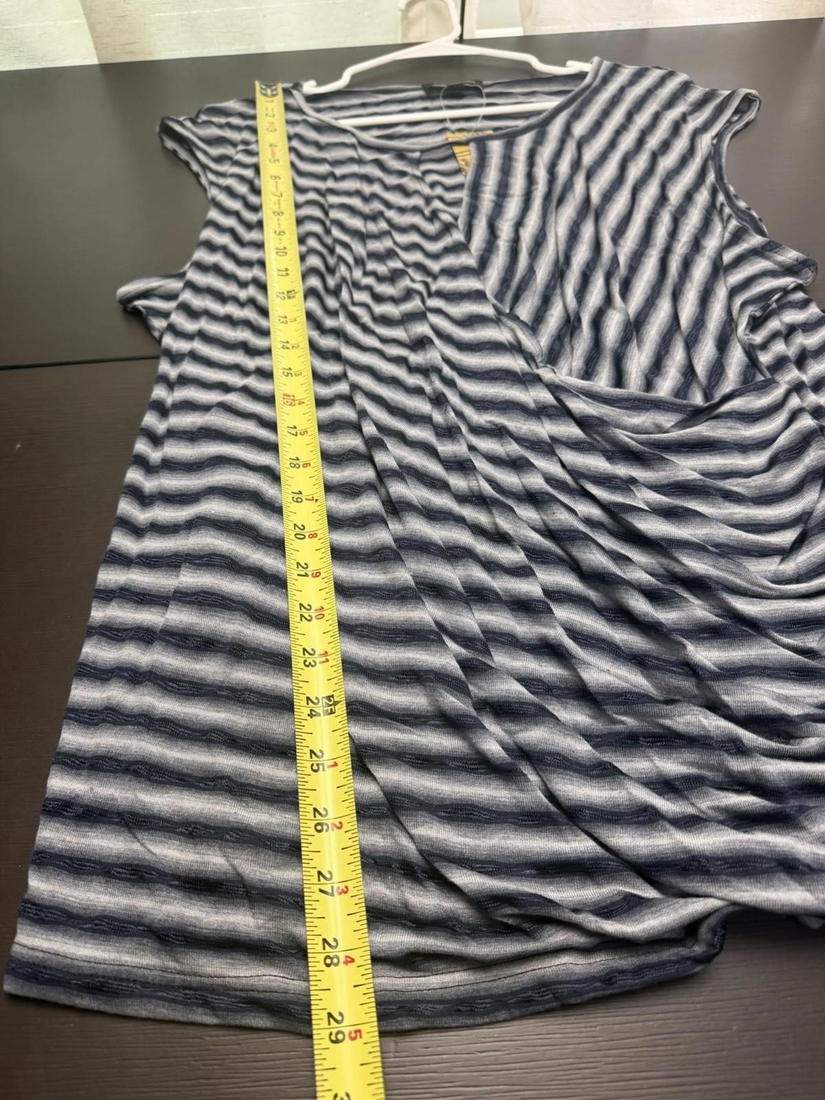 Other Suzanne Betro 3X Stripe Surplice Drape Top Blue Gray Size 3XL / US 20-22 - 4 Thumbnail
