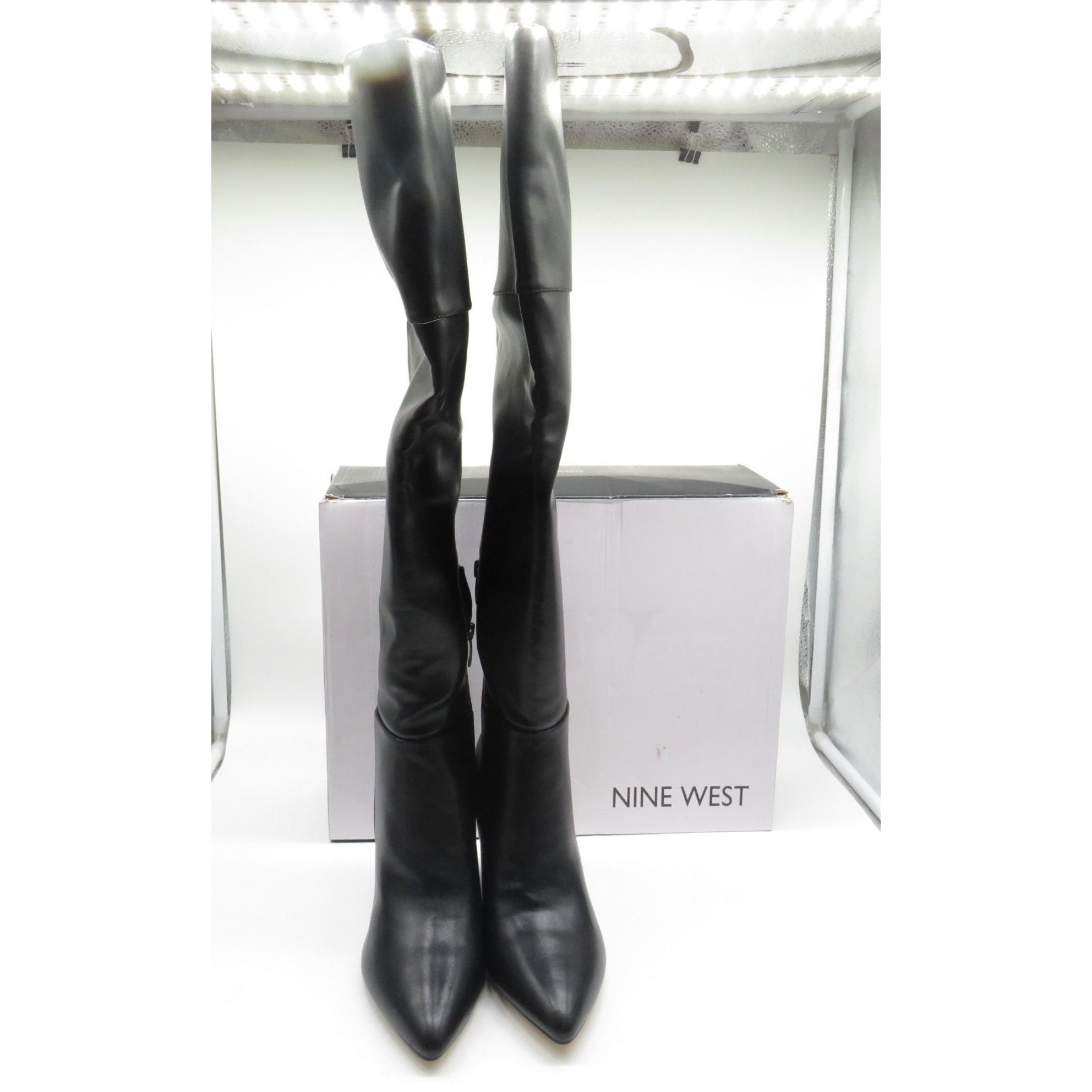 Nine West Nine West Black Knee-High Faux Leather Block Heel Boots Size Size US 7.5 / IT 37.5 - 2 Thumbnail