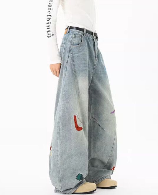Japanese Brand Men's High-Street Style Fun Patchwork & Embroidered Jeans Size US 32 / EU 48 - 4 Thumbnail