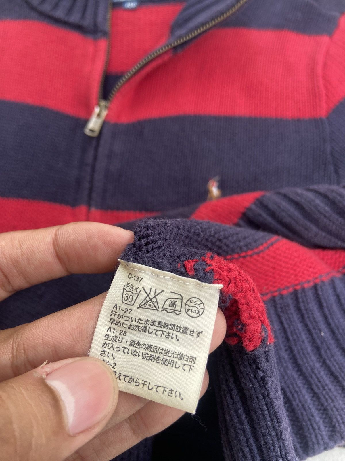 Polo Ralph Lauren Vintage Polo Ralph Lauren Striped Zipper Knit Sweater Size US S / EU 44-46 / 1 - 6 Thumbnail