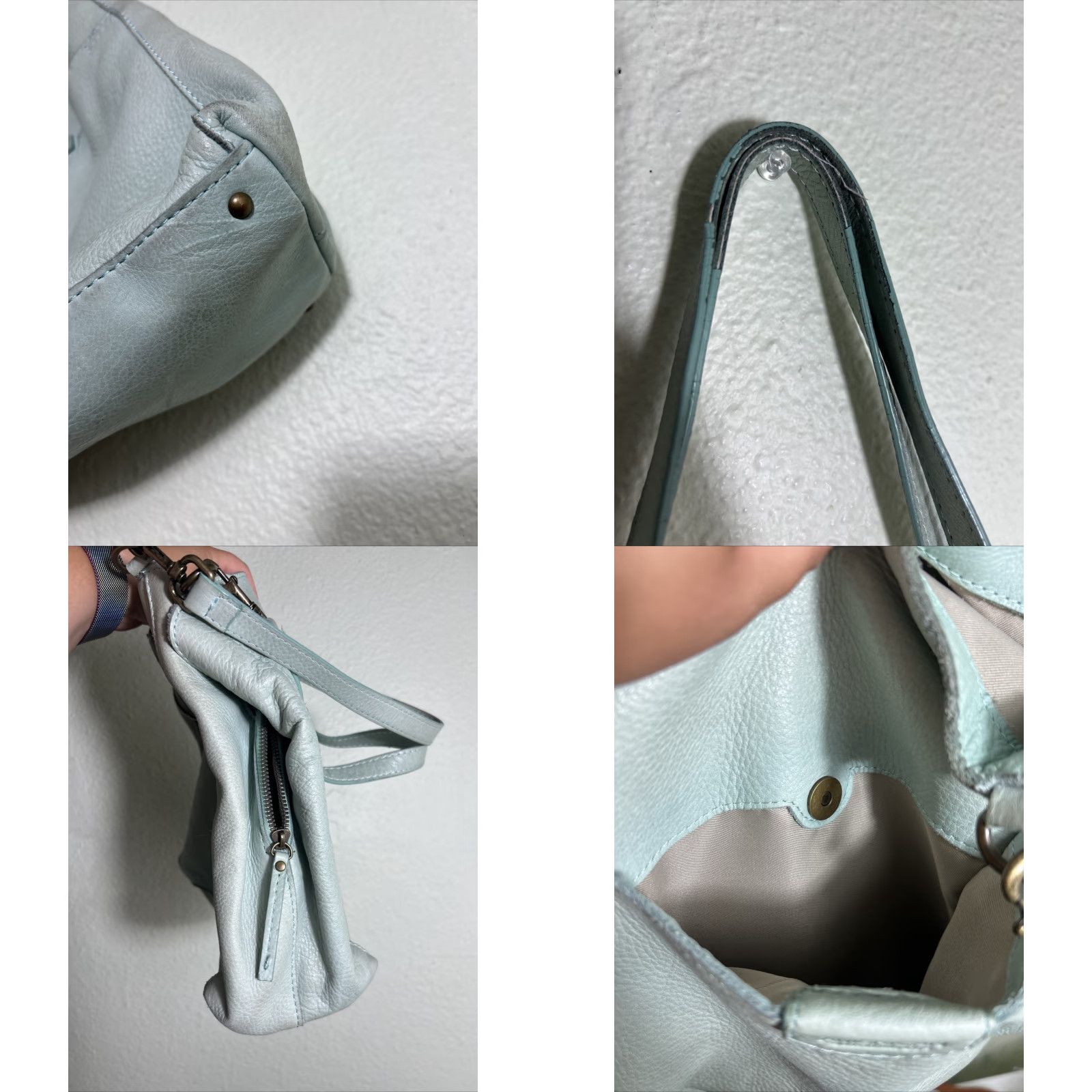Vintage VINTAGE American Leather Co. Double Strap Shoulder Bag Mint Green 11x11x4.5 Womens Green Stains/dirty Size ONE SIZE - 8 Thumbnail