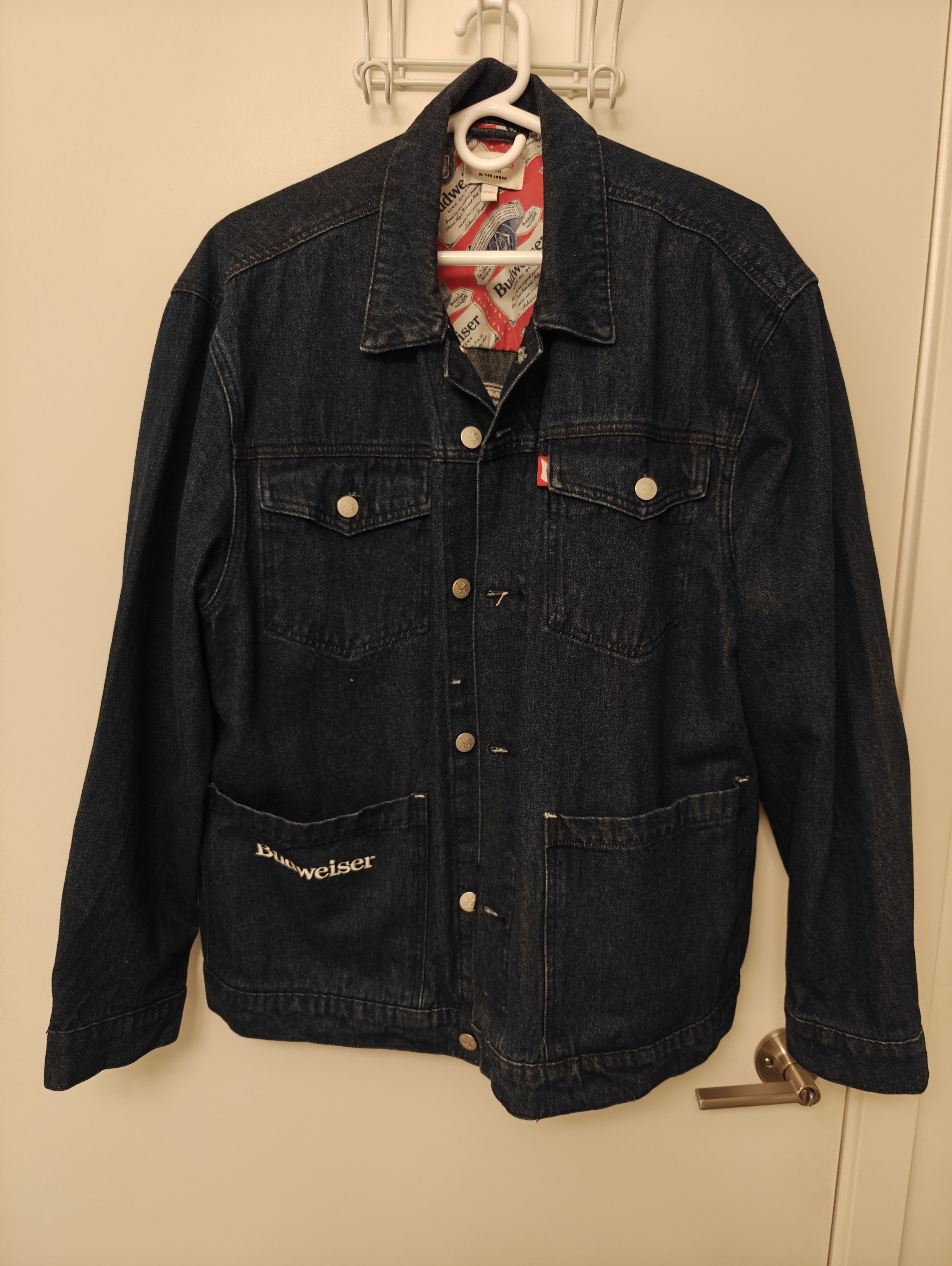 Levi's Levi X Oliver Logan Budweiser Trucker Denim Jacket Men's Size US XL / EU 56 / 4 - 1 Thumbnail