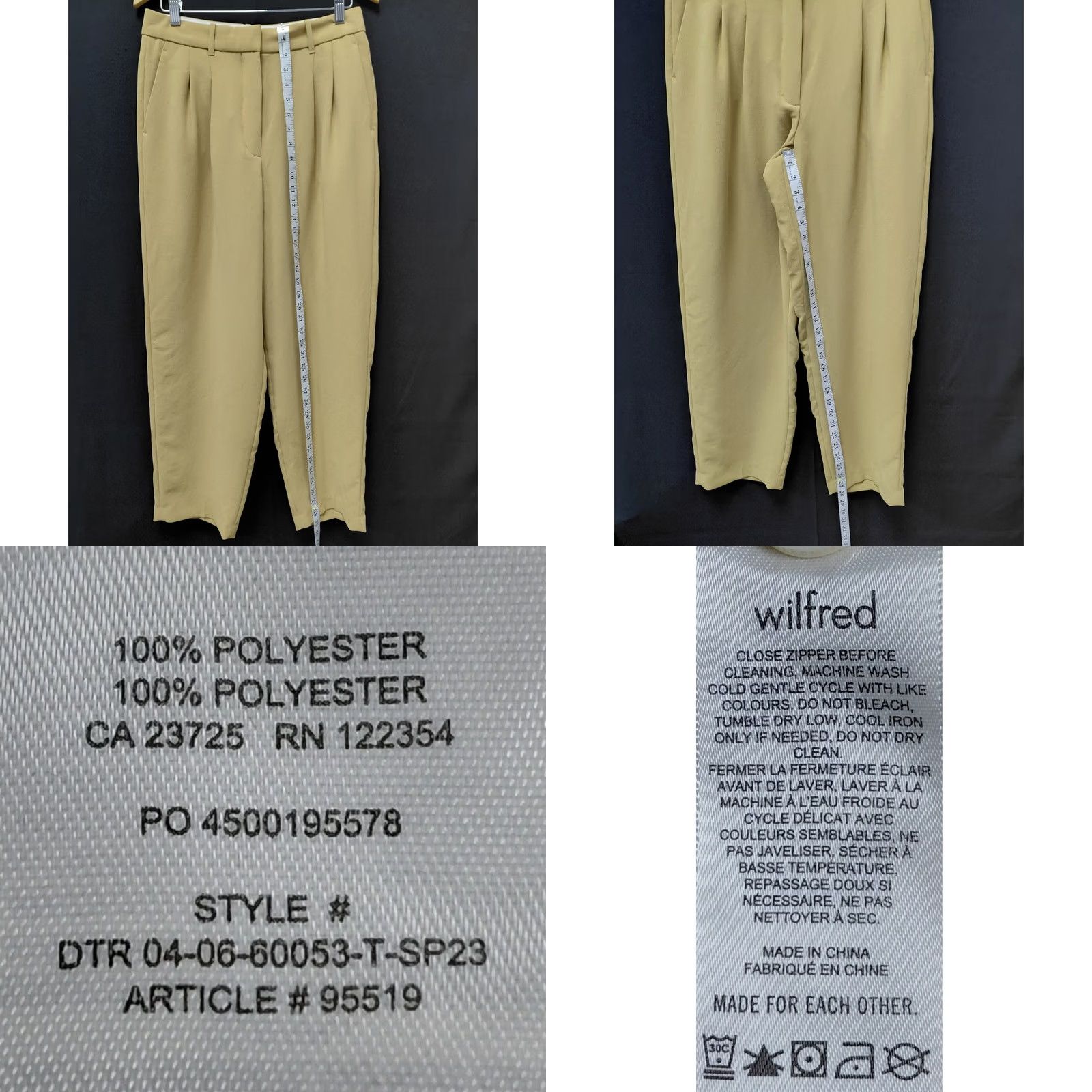 Vintage Wilfred Polyester Pants Beige Solid Regular Women Size 10 Size 32" / US 10 / IT 46 - 8 Thumbnail