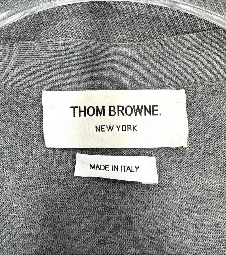 Thom Browne Thom Browne Gray Classic Four Stripe Knit Open Cardigan Size US M / EU 48-50 / 2 - 3 Thumbnail