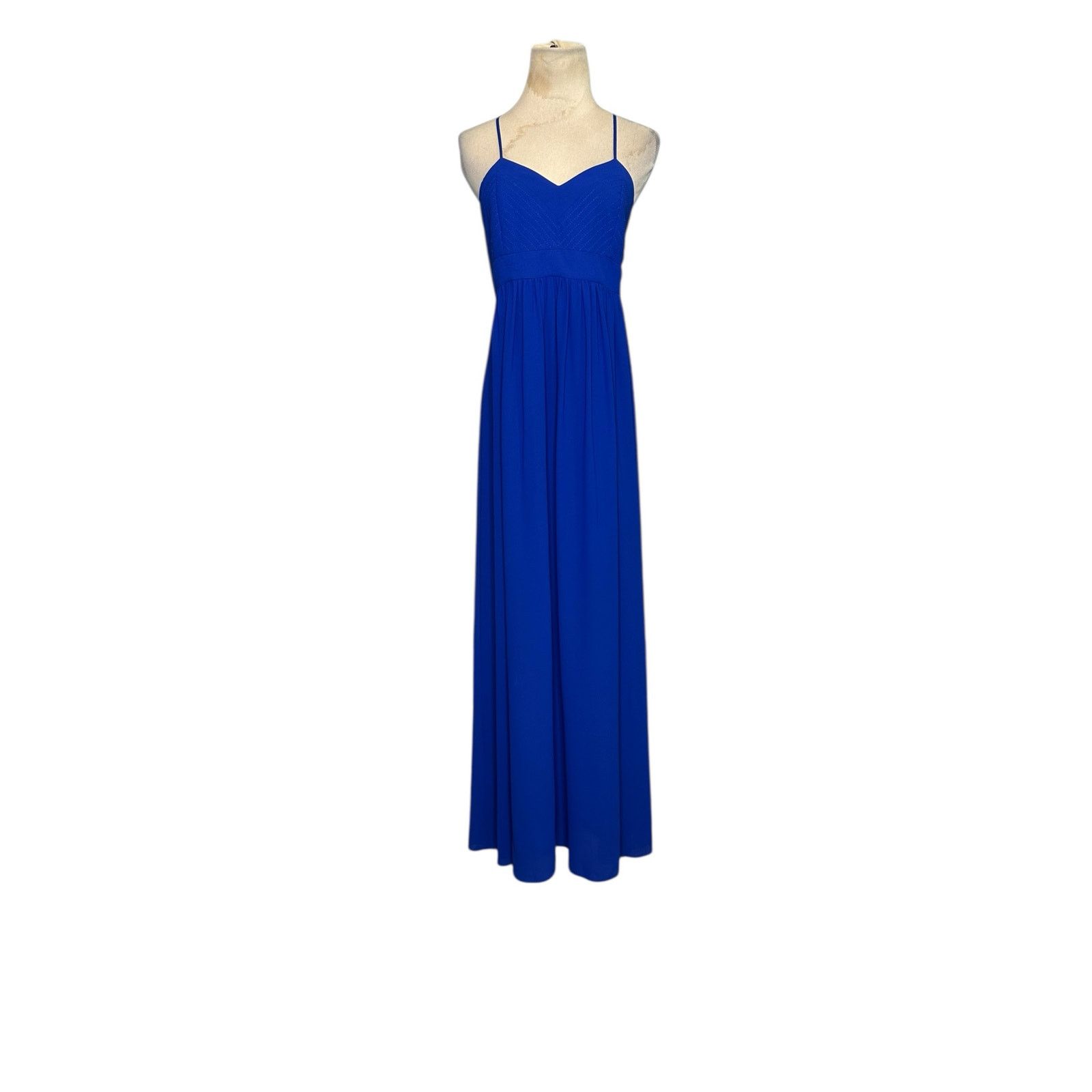 Badgley Mischka Badgley Mischka Blue X-Back Formal Chiffon Maxi Dress size 2 Size XS / US 0-2 / IT 36-38 - 6 Thumbnail