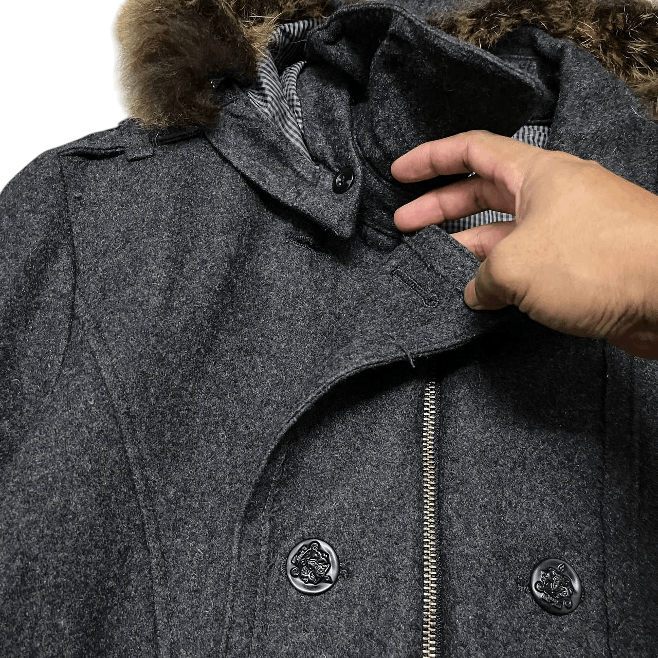 PPFM Vintage PPFM Fur Wool Hooded Napoleon Jacket lgb hysterics Size US M / EU 48-50 / 2 - 7 Thumbnail