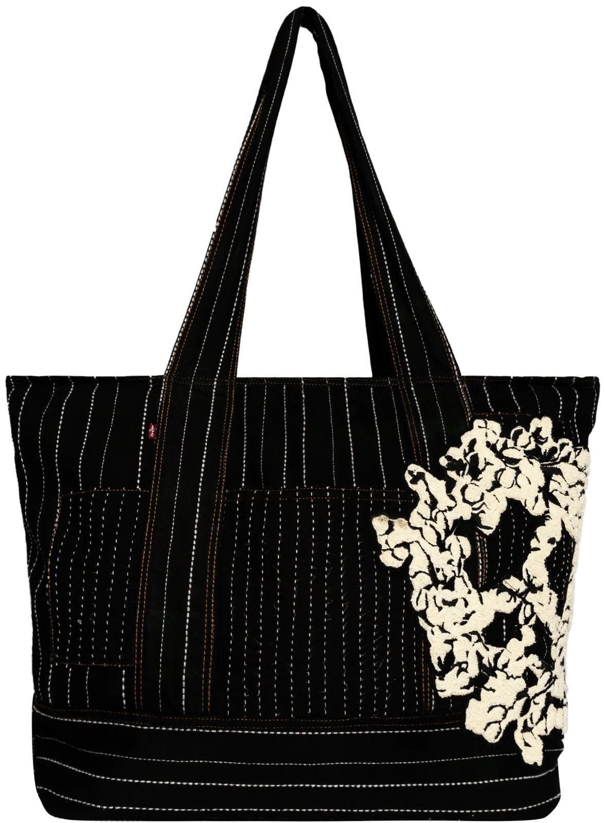 image of Denim Tears Peace Patchwork Tote in Black, Men's