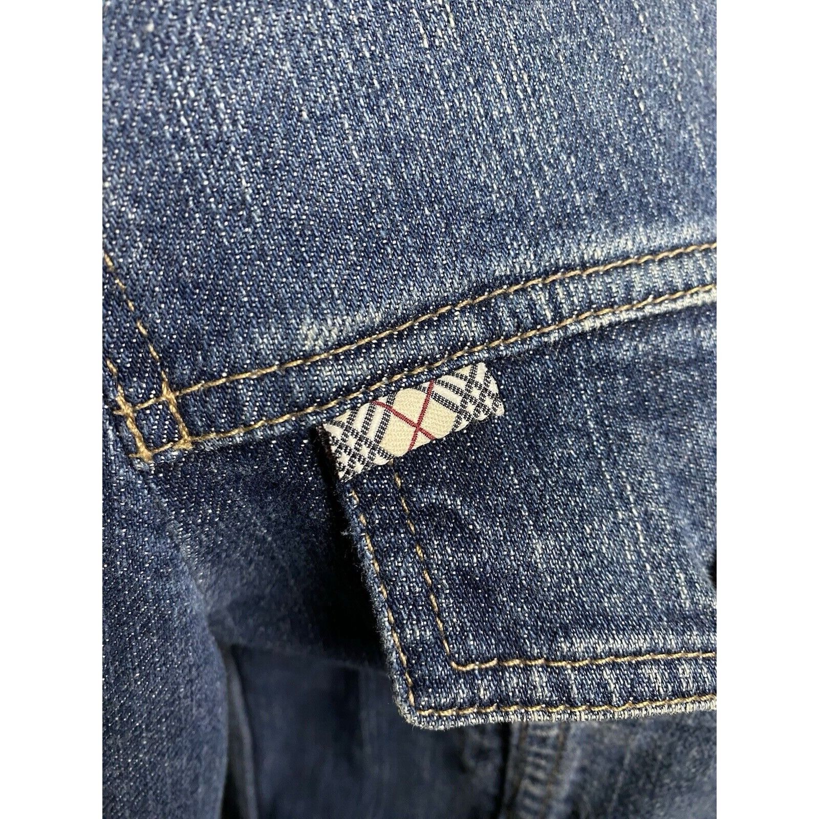 Burberry Burberry Nova Check Women's Blue Denim Biker Jeans Jacket Si Size L / US 10 / IT 46 - 9 Thumbnail