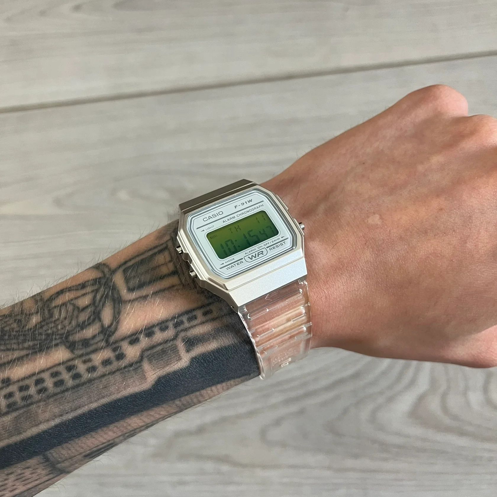 Casio Casio F-91W "Toxic Waste" Green & Clear Digital Watch Size ONE SIZE - 4 Thumbnail