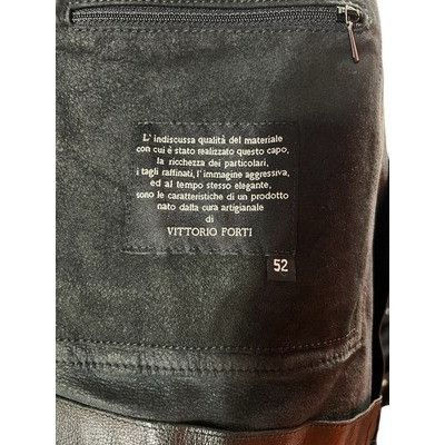 Other Vittorio Forti Mens Vintage Black Leather Coat. Size 52 Size US L / EU 52-54 / 3 - 3 Thumbnail