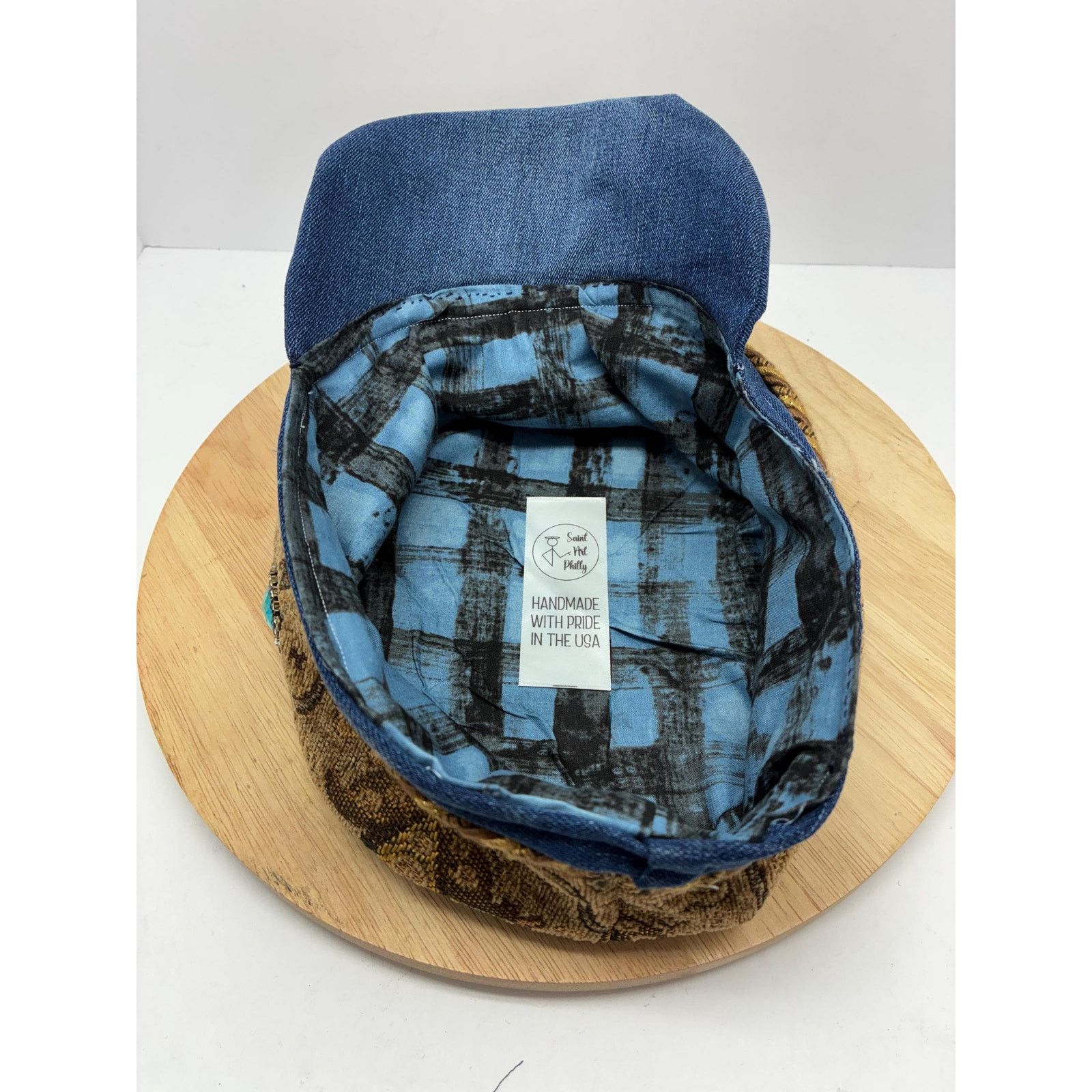 Other Handmade Denim & Tapestry Cap – Small 22” – Upcycled Size ONE SIZE - 8 Thumbnail