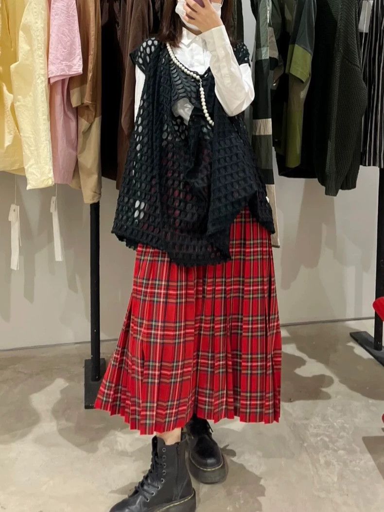 Junya Watanabe Junya Watanabe CDG Plaid Pleated Skirt Size 28" / US 6 / IT 42 - 1 Thumbnail