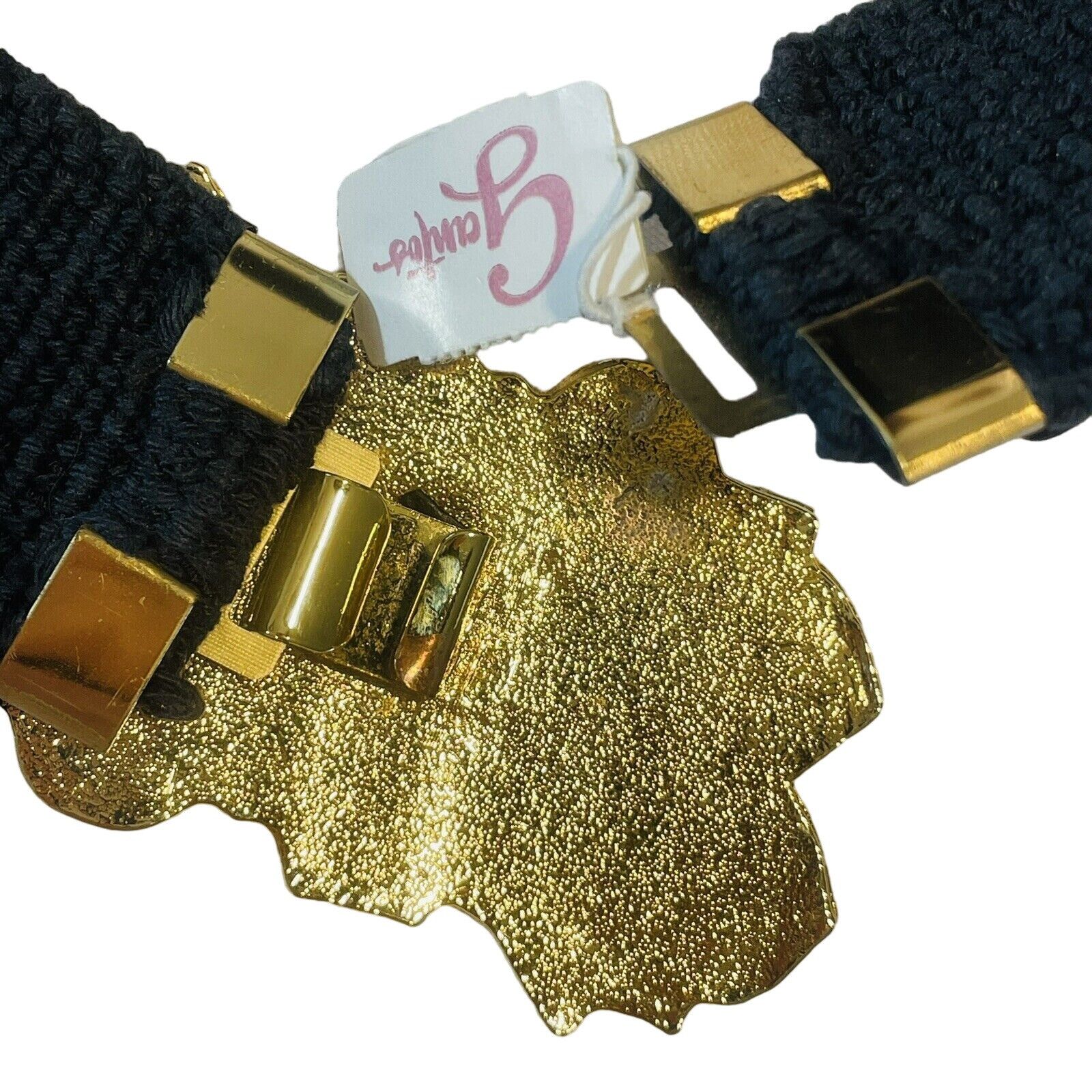 Vintage Vintage Gantos S Black Sequence Belt W Gold Bling Buckle Str Size ONE SIZE - 10 Thumbnail