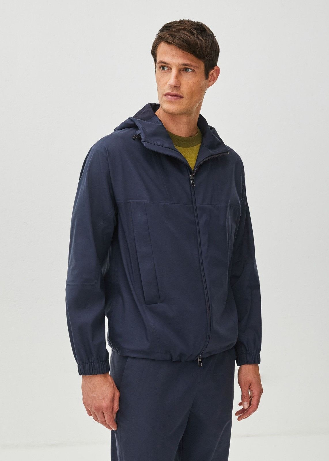 image of Loro Piana O1Loc1C0124 Hooded, Technical Bomber Jacket In Navy, Men's (Size Small)