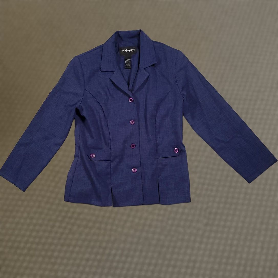 Vintage Sag Harbor Blazer Jacket Womens 8 Blue Career Design Pockets Blazer Jacket Size M / US 6-8 / IT 42-44 - 1 Thumbnail