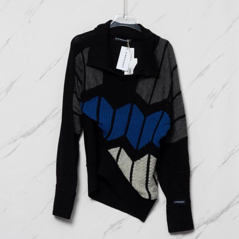 Yohji Yamamoto Y/Project Asymmetric Wool Knit Sweater Size US S / EU 44-46 / 1 - 1 Thumbnail