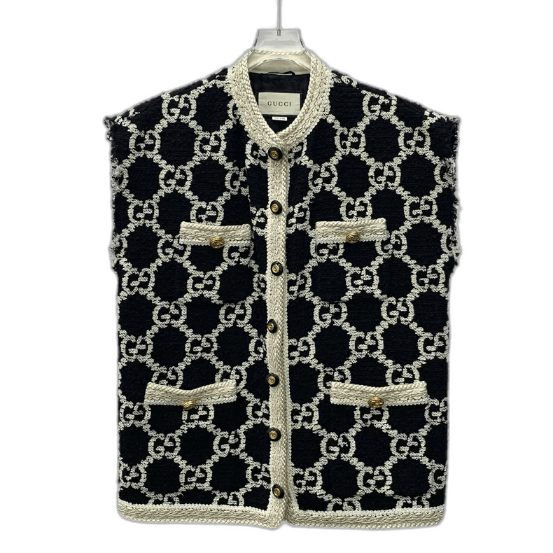 Gucci Gucci Black Logo Knit Vest with Buttons Size US XS / EU 42 / 0 - 1 Thumbnail