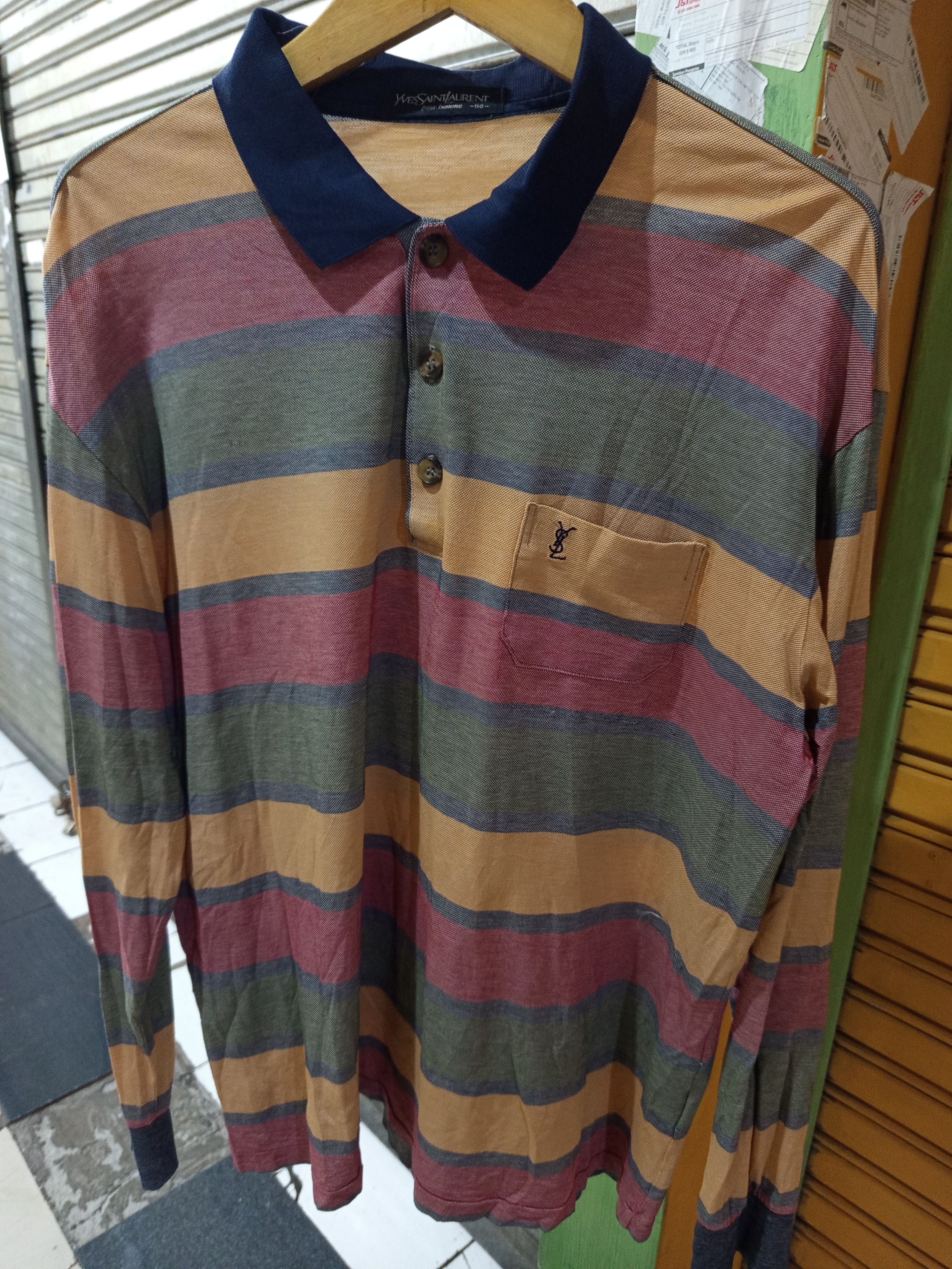 Yves Saint Laurent Yves Saint Laurent Pour Homme Striped Polo Shirt Size US L / EU 52-54 / 3 - 2 Thumbnail
