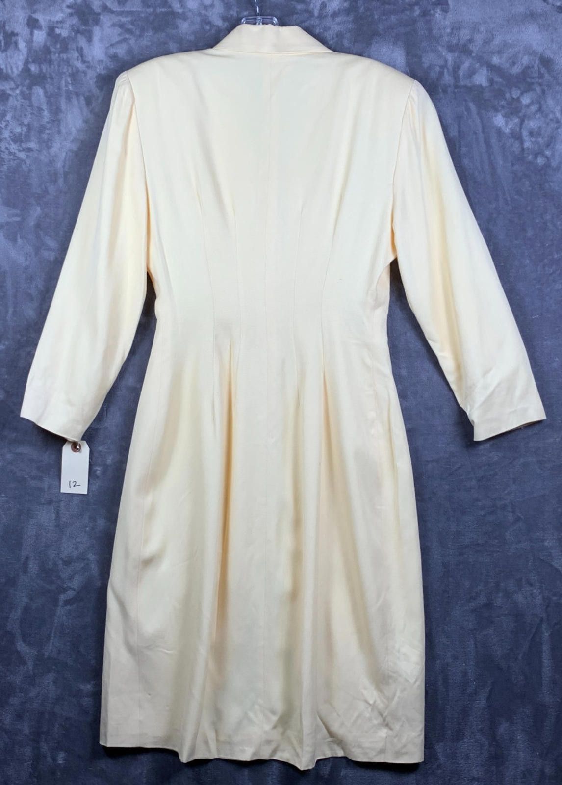 Designer VINTAGE Womens Liz Claiborne Yellow 7B Long Coat Sz. 12 (318 Size XL / US 12-14 / IT 48-50 - 2 Thumbnail