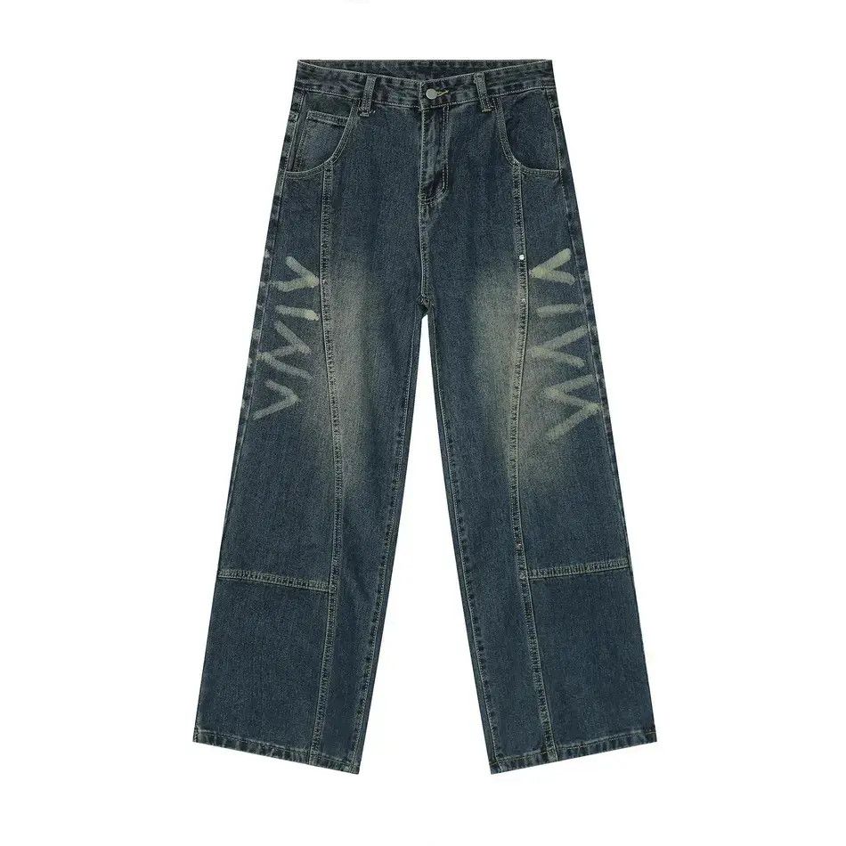 Japanese Brand Retro loose washed straight leg jeans Size US 32 / EU 48 - 5 Thumbnail