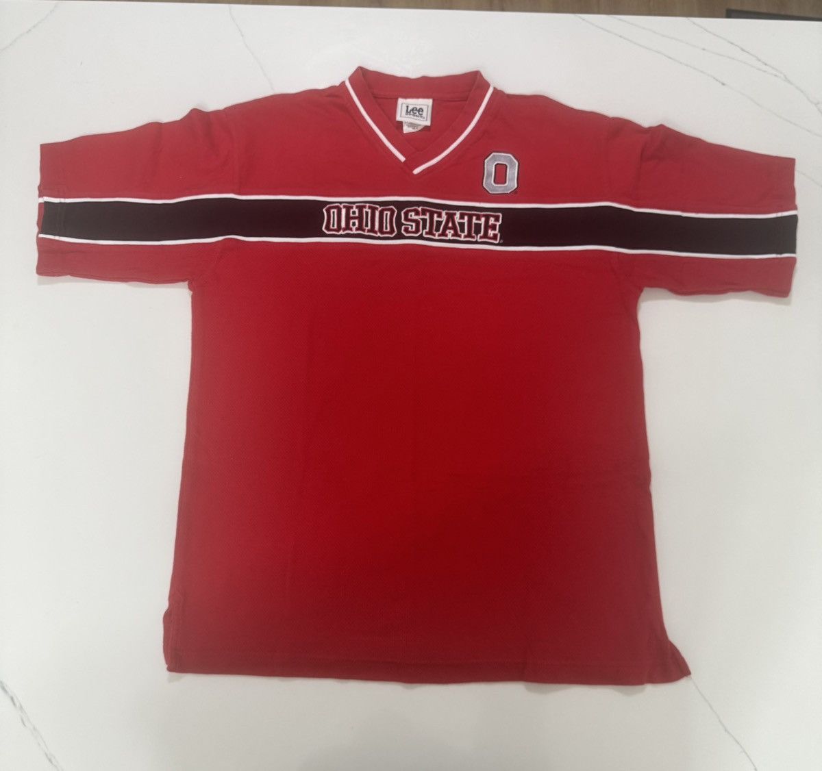 Lee 🏈 Vintage Ohio State Buckeyes V-Neck Jersey Tee (Lee Sport) Size US M / EU 48-50 / 2 - 1 Thumbnail