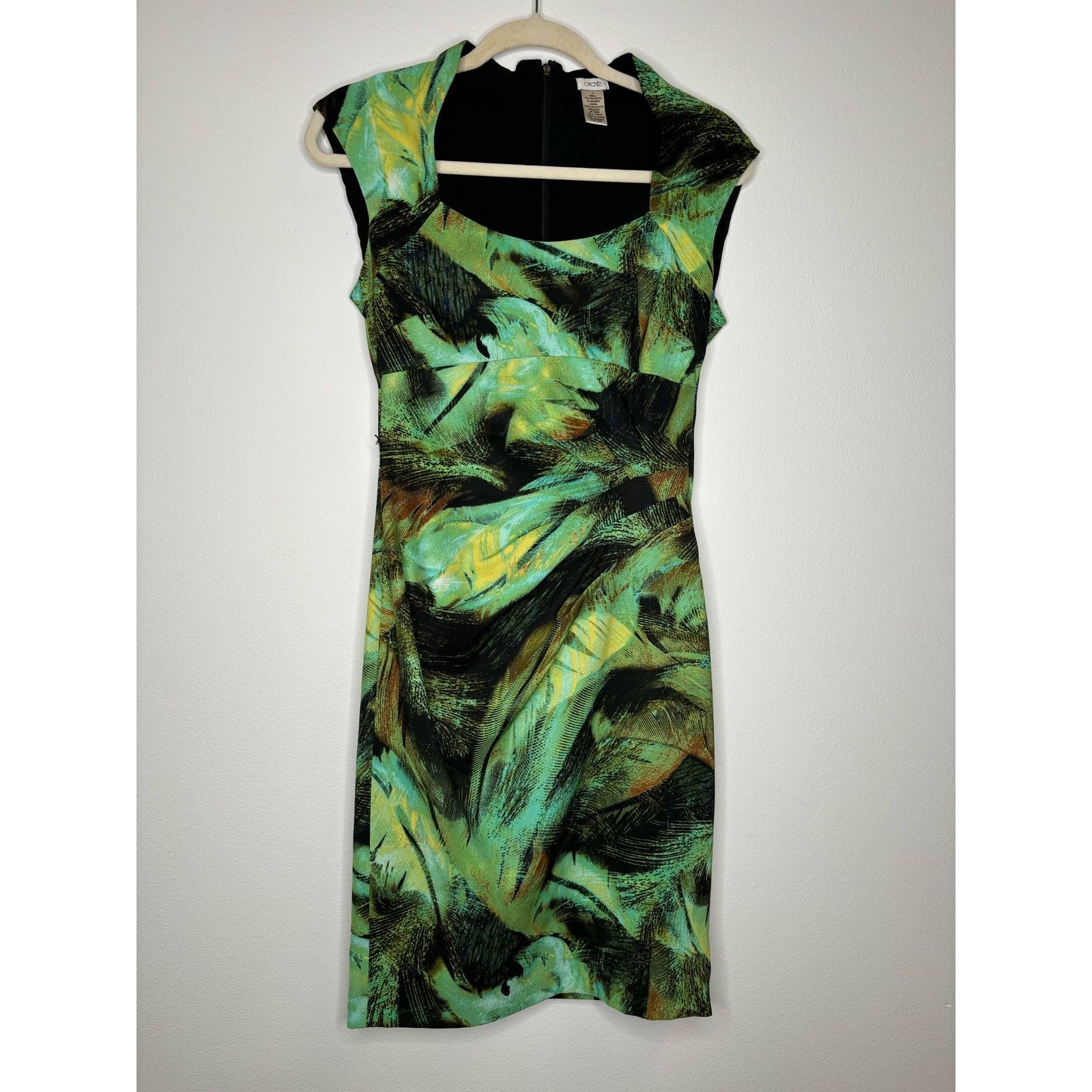Vintage Cache Green Tropical Midi Dress Size S / US 4 / IT 40 - 4 Thumbnail