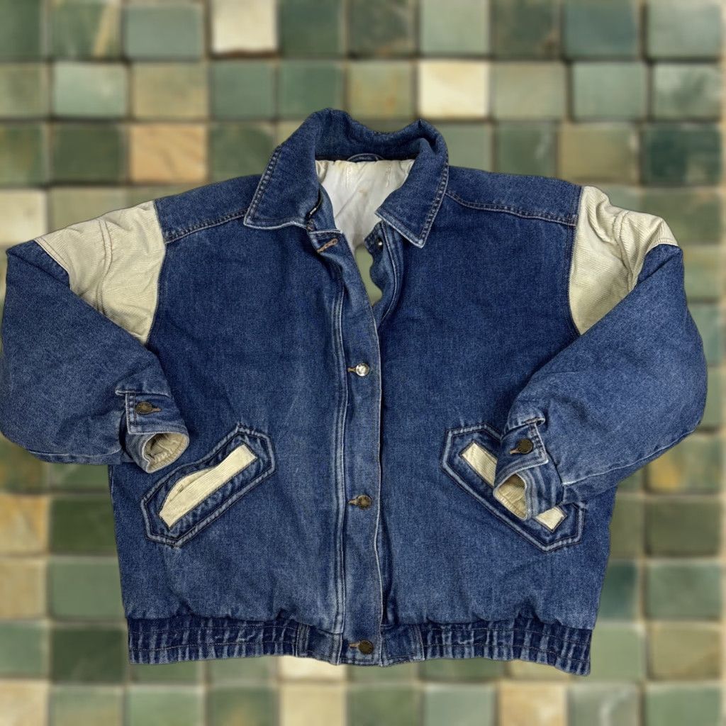 Denime Clipper Bay Jacket Women L Blue Denim Corduroy Short Insulated Size 36" / US 14 / IT 50 - 1 Thumbnail