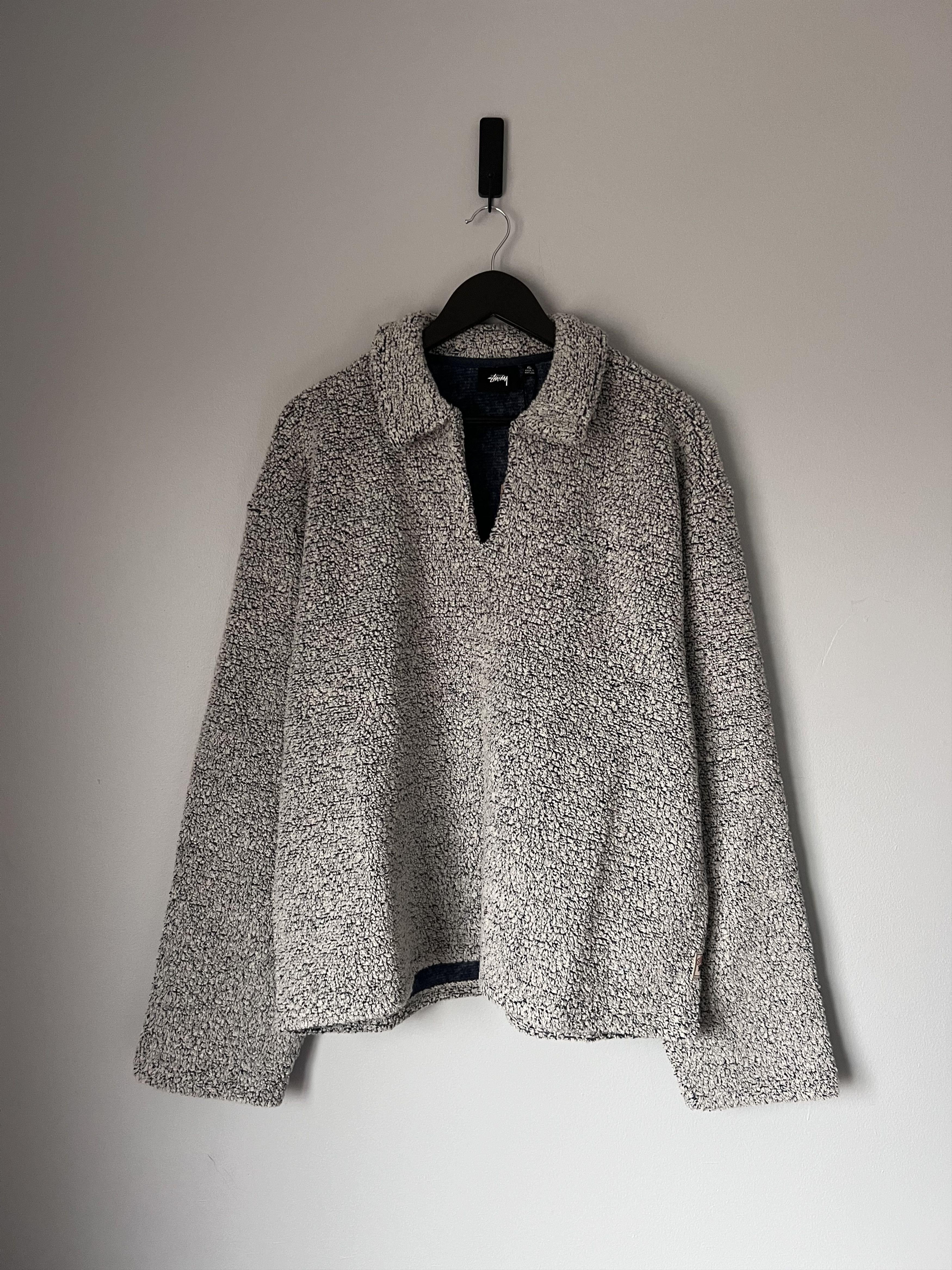 トップス Wool Blend Sherpa Pullover M Cloud Stussy Stussy Wool Blend Sherpa Pullover in Cloud Grey | Grailed