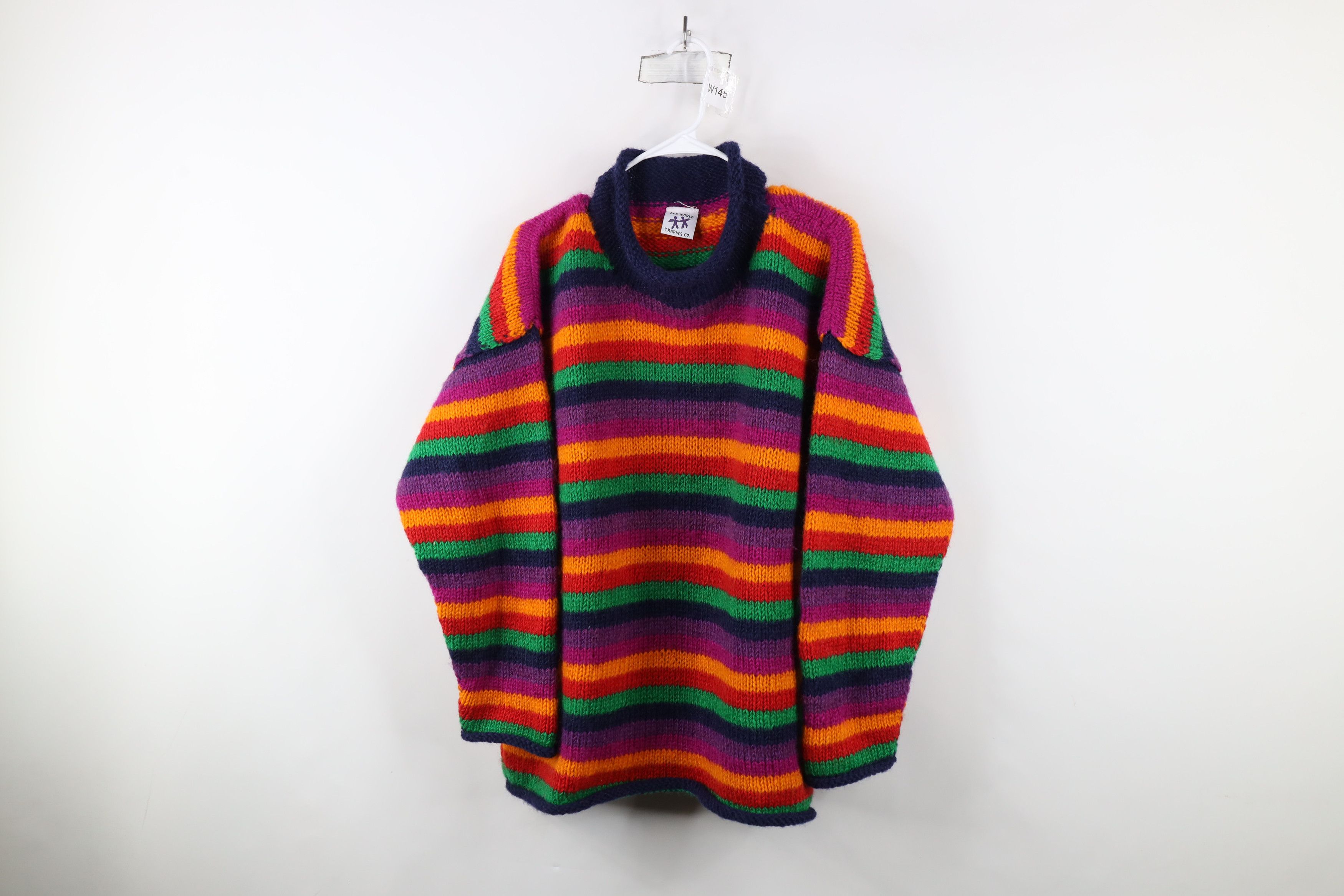 Vintage Vintage 90s Streetwear Rainbow Wool Marled Knit Sweater Size XXL / US 16-18 / IT 52-54 - 1 Thumbnail
