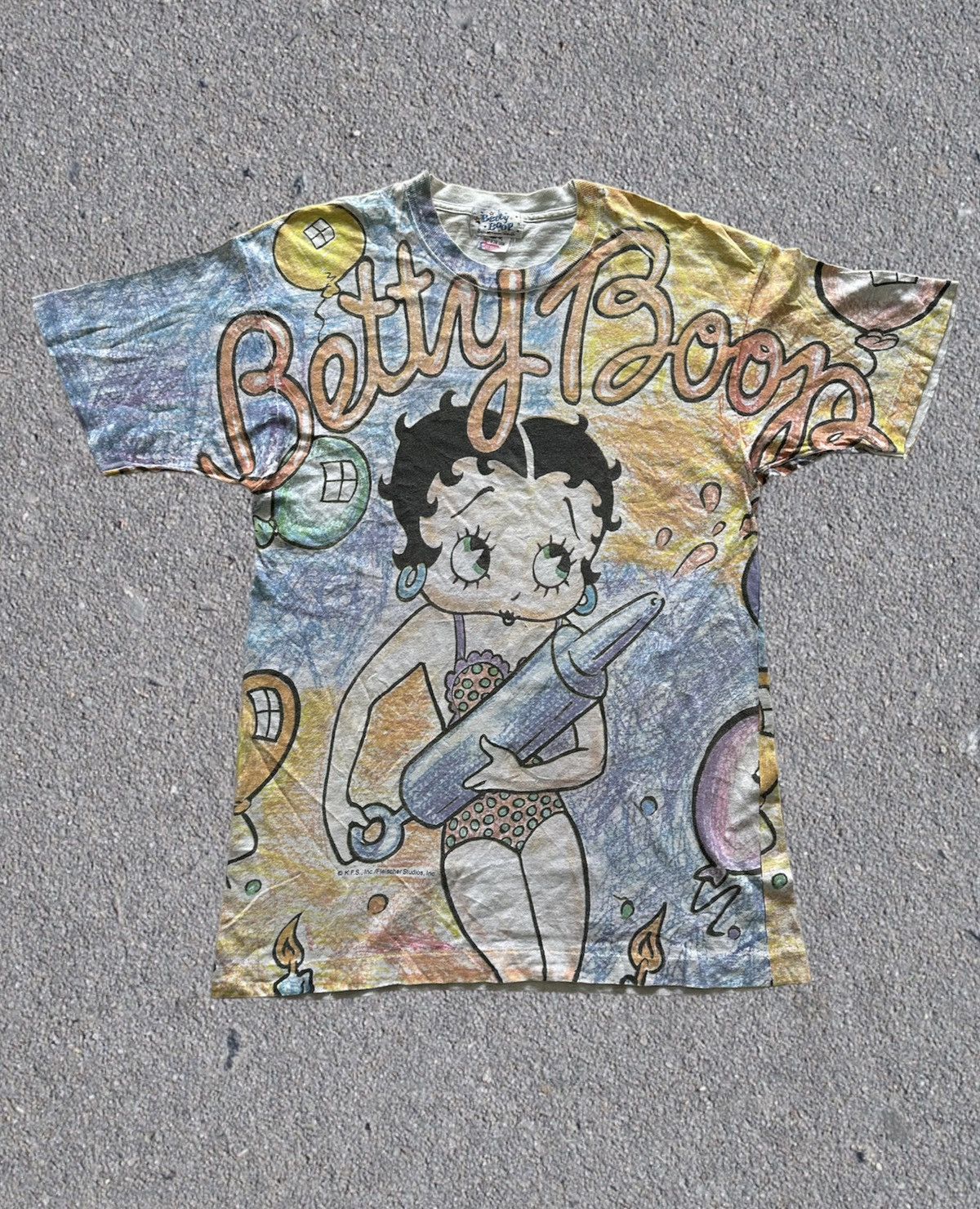 image of Cartoon Network x Made In USA Vintage 90’S Betty Boop Crayon All Over Print Cartoon Usa (Size Large