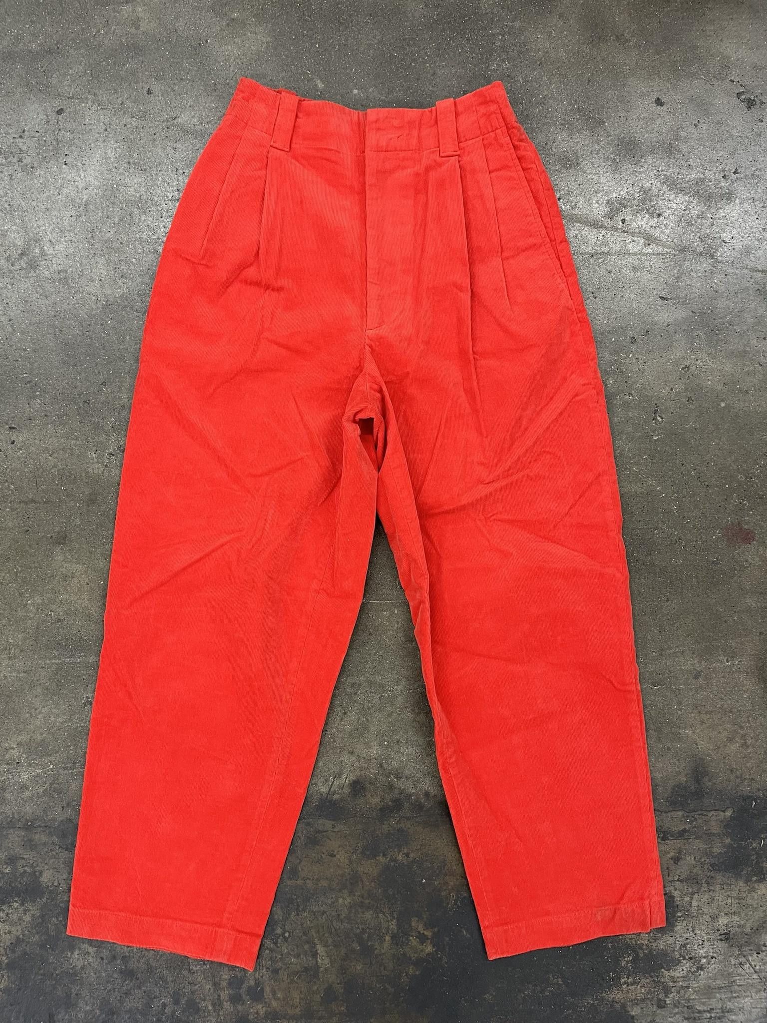 image of Marni x Uniqlo Stretch Waist Pleated Corduroy Pants in Red, Men's (Size 26)